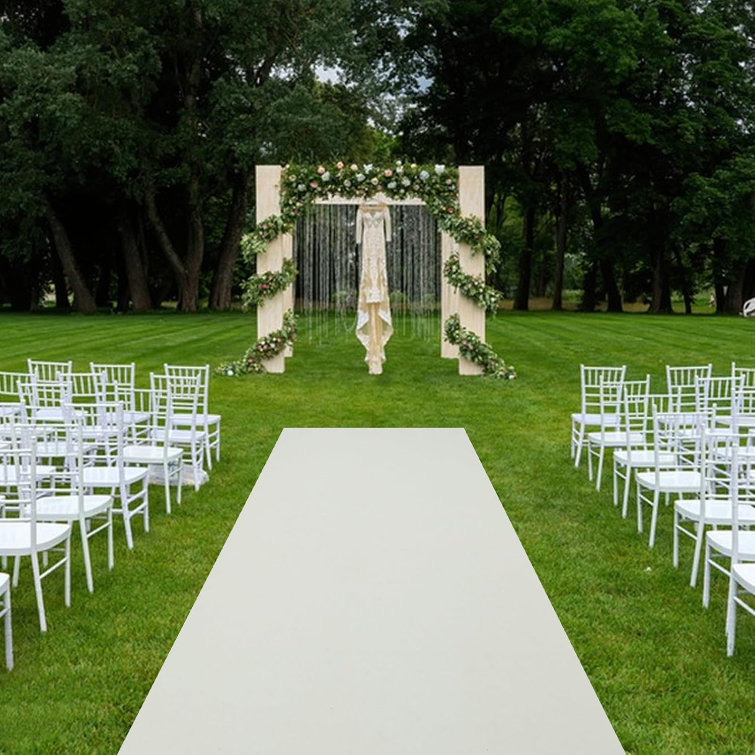 White Wedding Carpet Aisle Runner with Floral Print