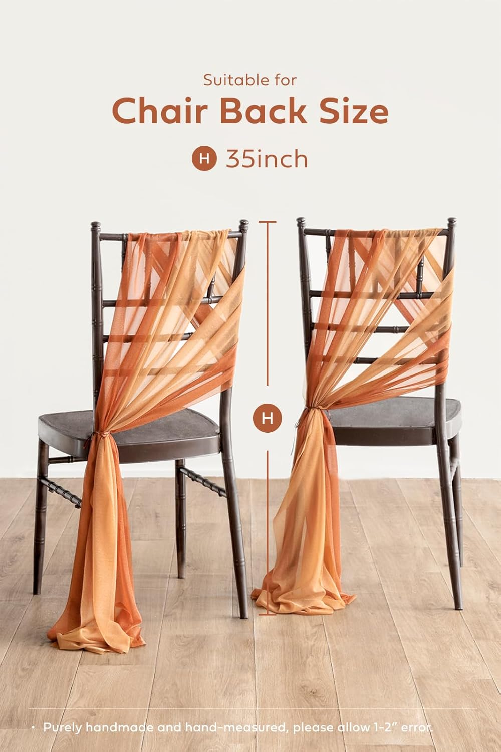 Lings Moment Burnt Orange Aisle Draping Fabric Sashes Chair Cover
