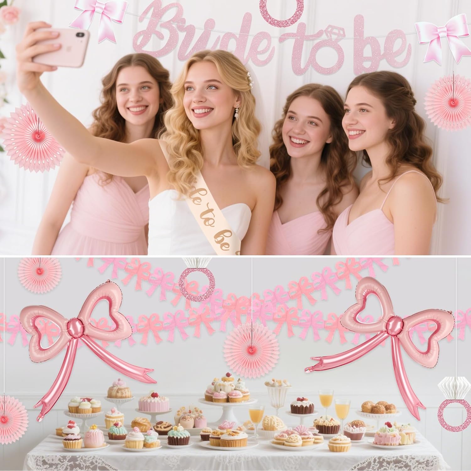 Bridal Shower Decorations with Bow Balloons and Fans