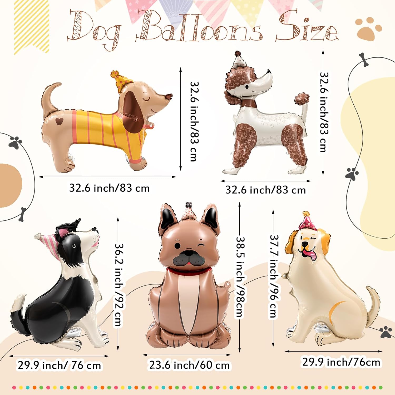 15 Pcs Cute Dog Themed Balloons Party Decorations