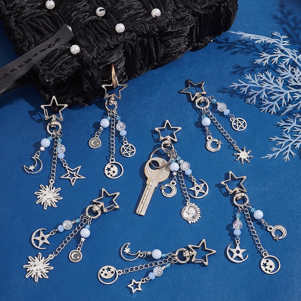 PH PandaHall 16pcs Sun Star Moon Keychain Set