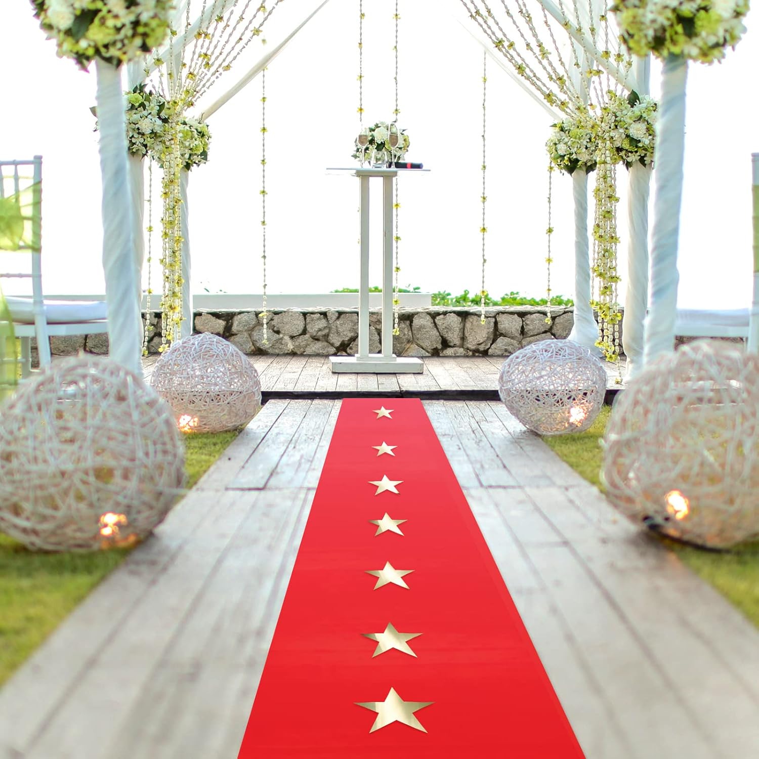 Shappy Red Carpet Runner with 20 Paper Stars 26x164ft