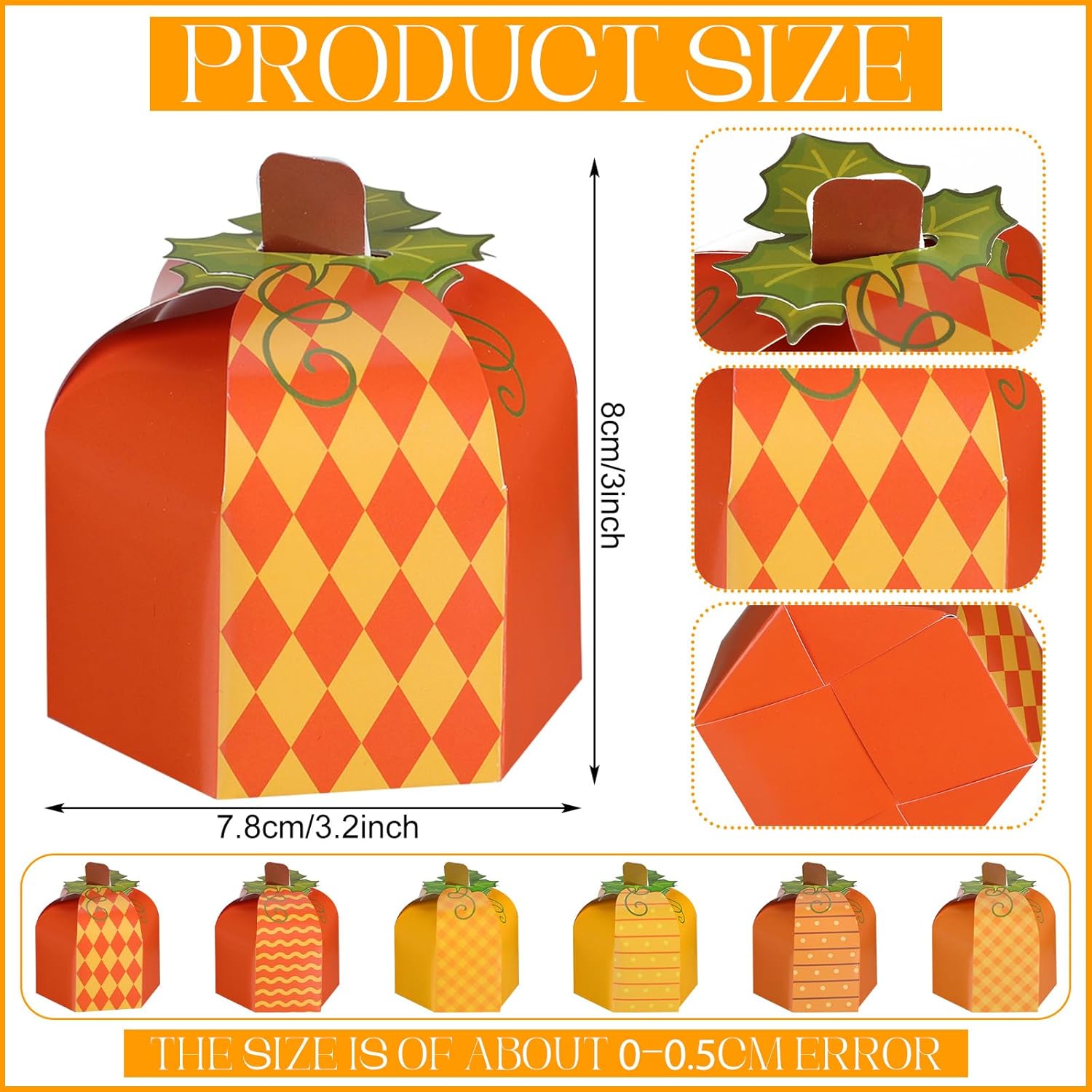 Cholemy 30 Pcs Pumpkin Party Favor Box