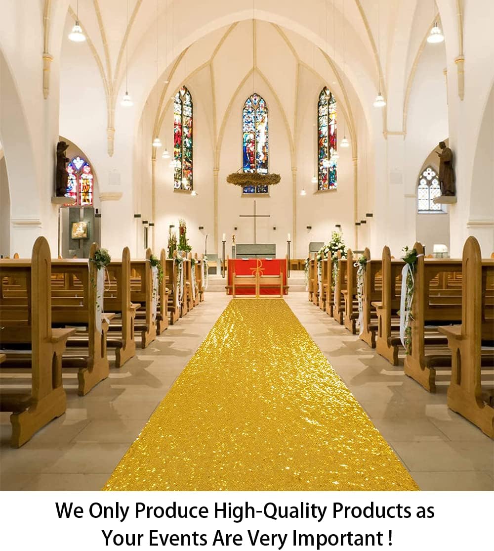 ShinyBeauty Gold Sequin Aisle Runner Wedding Decor 4FTx35FT