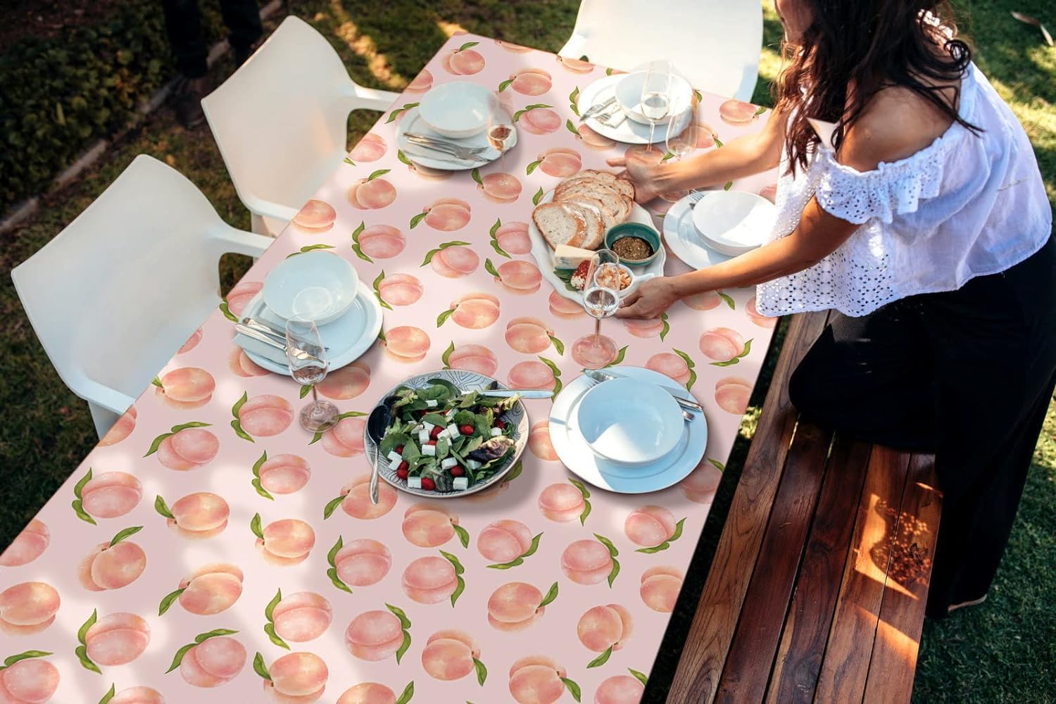 Peach Themed Disposable Plastic Tablecloth - Pack of 6