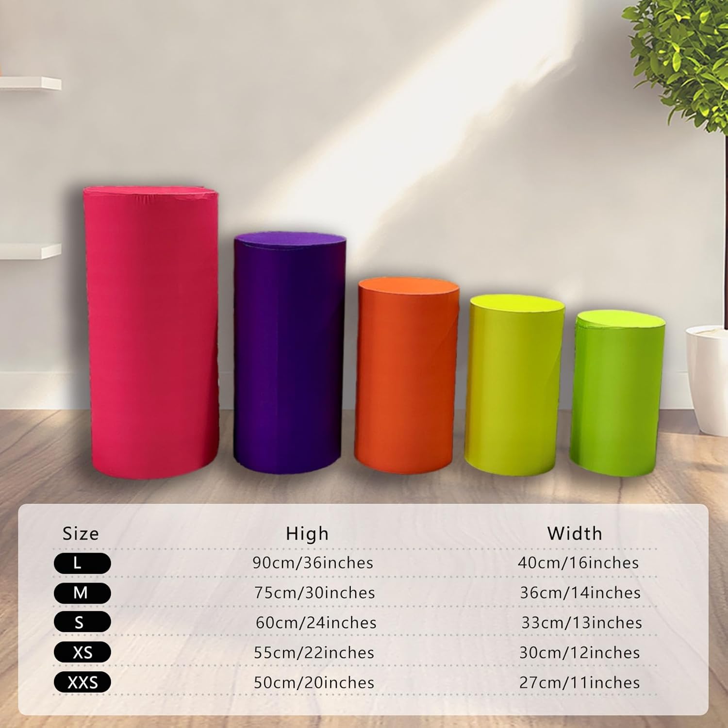 5 Pack Cylinder Covers Neon Rainbow Birthday Party Decor