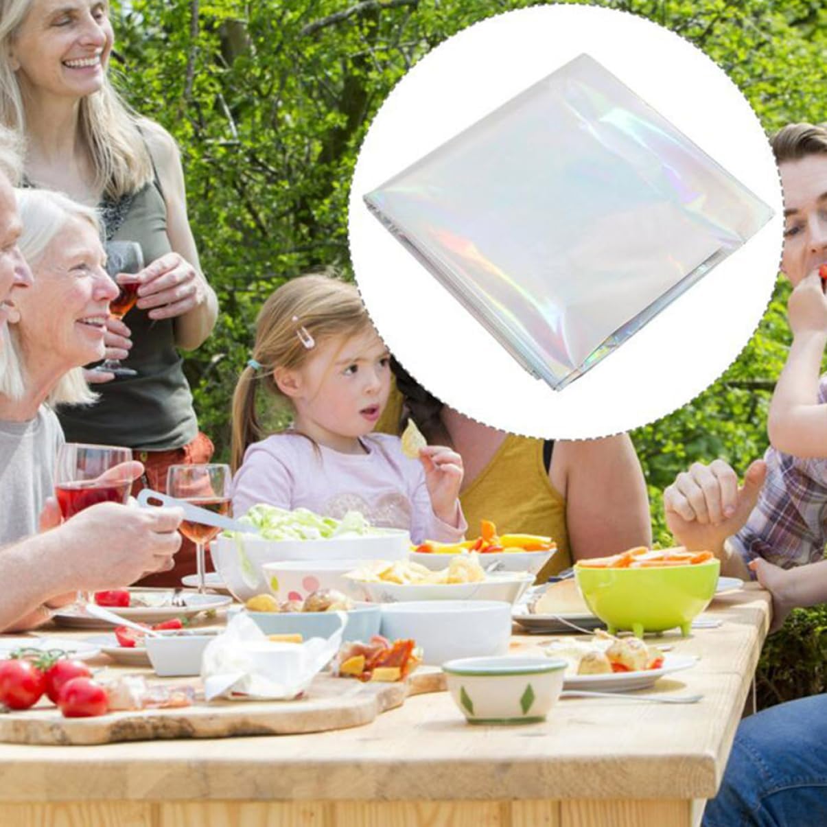 Cabilock 2pcs Rectangle Tablecloth Iridescent Holographic Foil Party Cover