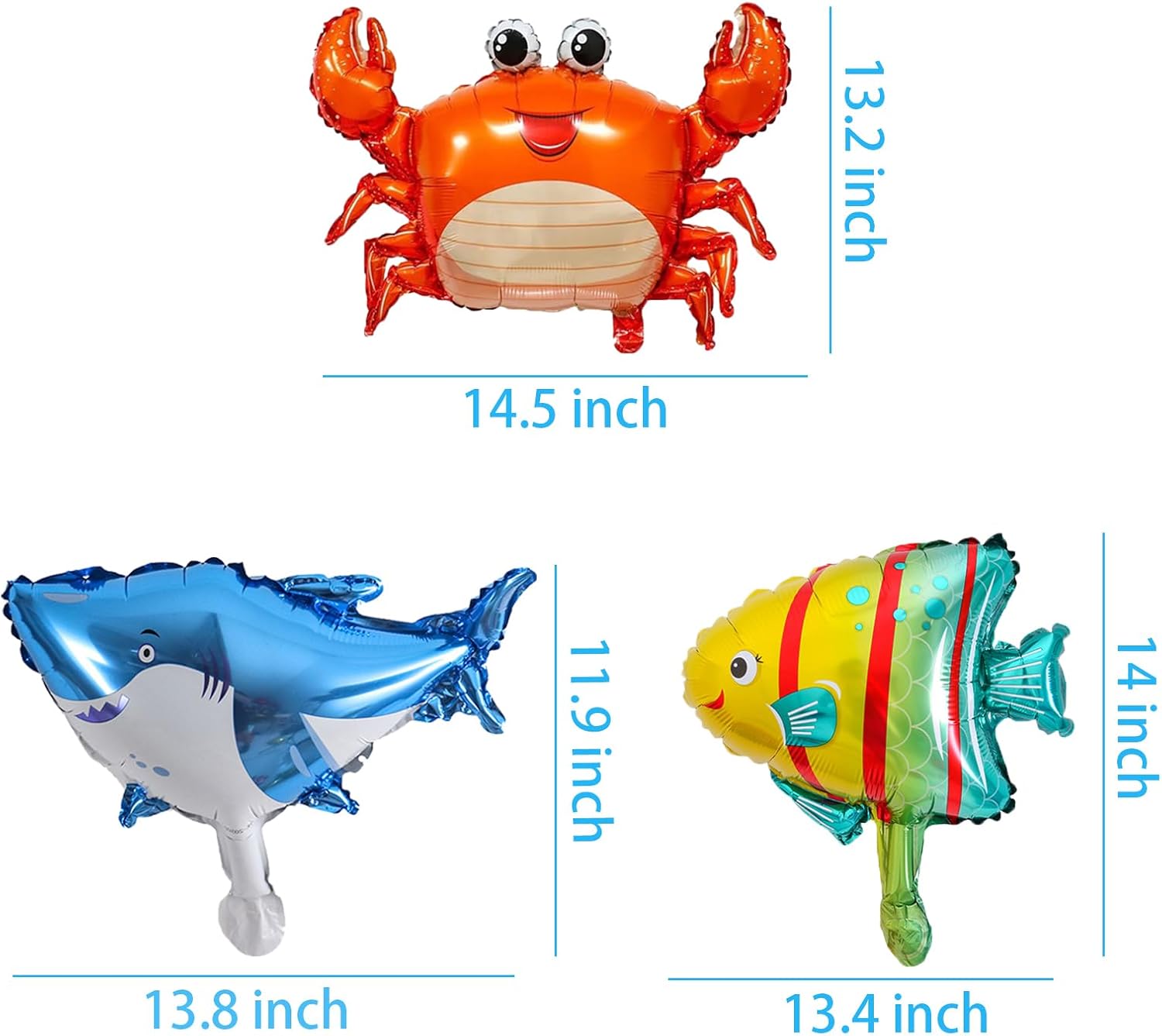Ocean Animal Foil Balloons Set for 3rd Birthday Party