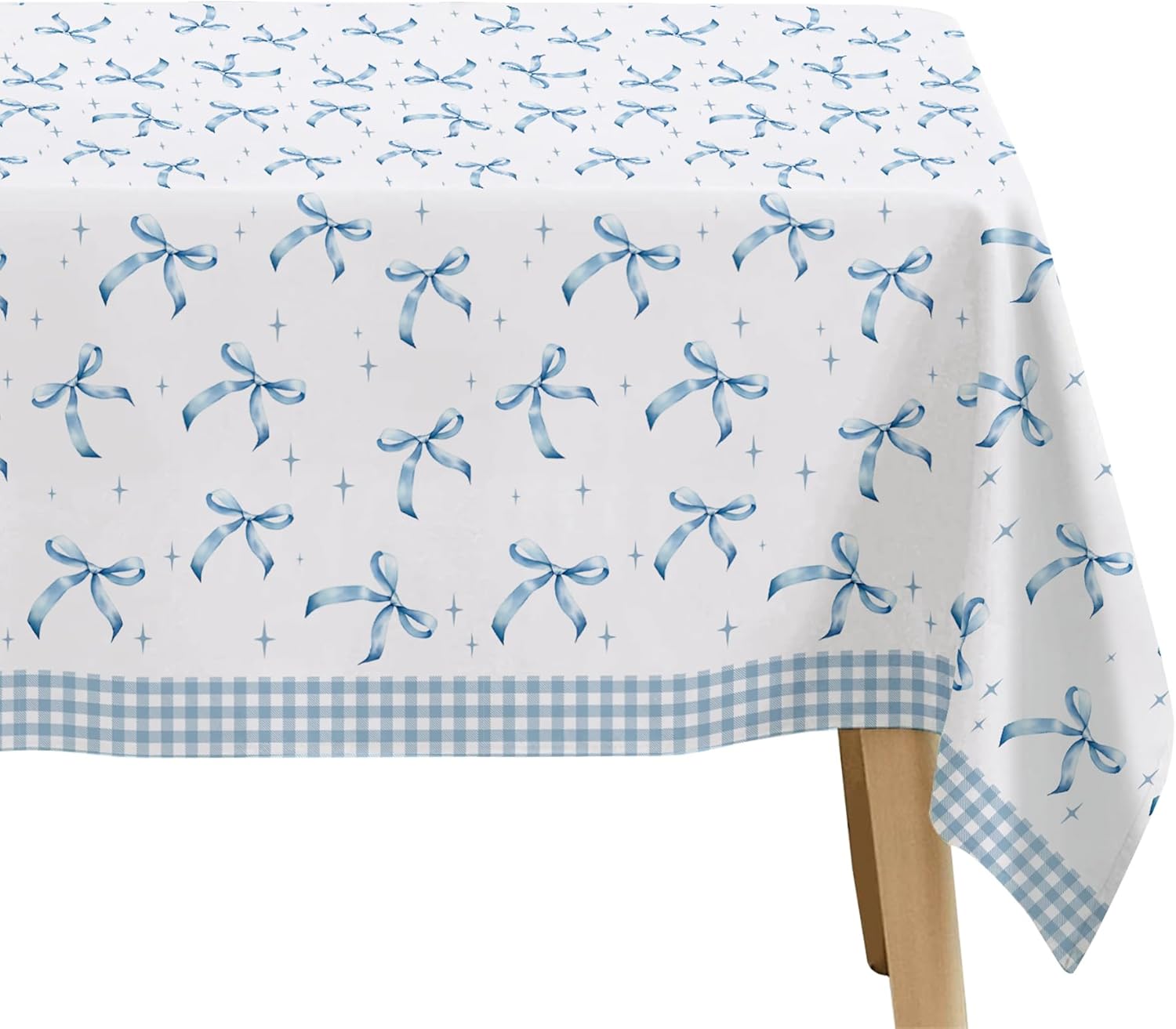 Blue Bow Party Tablecloth 3pcs for Birthday Baby Shower