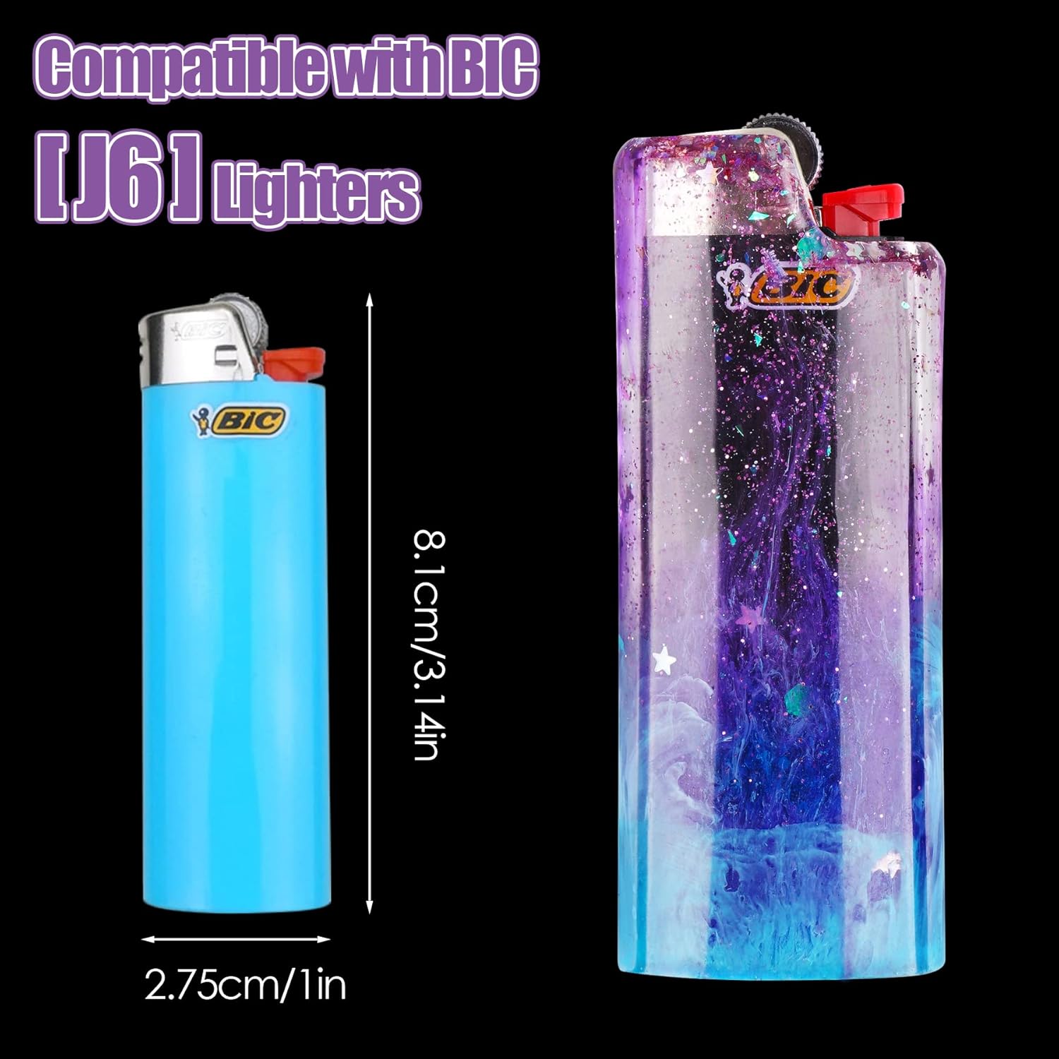 NiArt 2PCS Lighter Case Resin Mold Glitter Pack