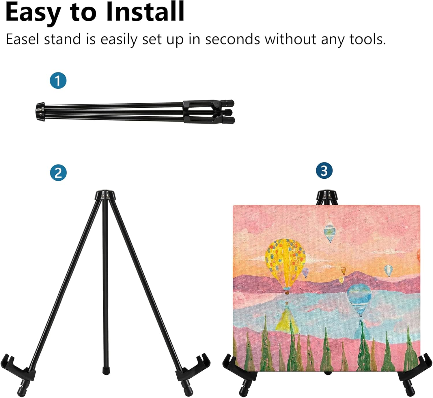 14 Inch High Tabletop Display Easel Stand - Black Steel 2 Pack