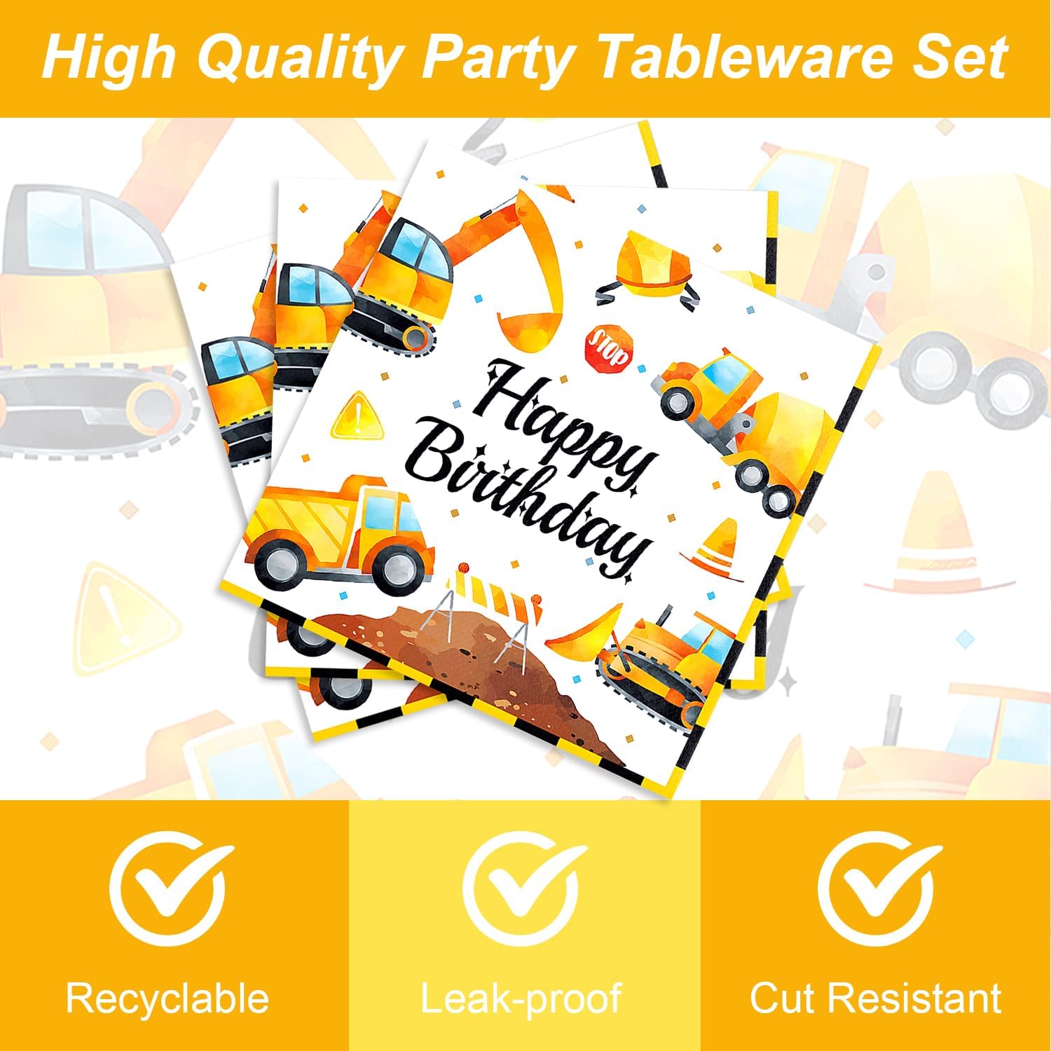 Construction Vehicle Party Set for 16 Guests
