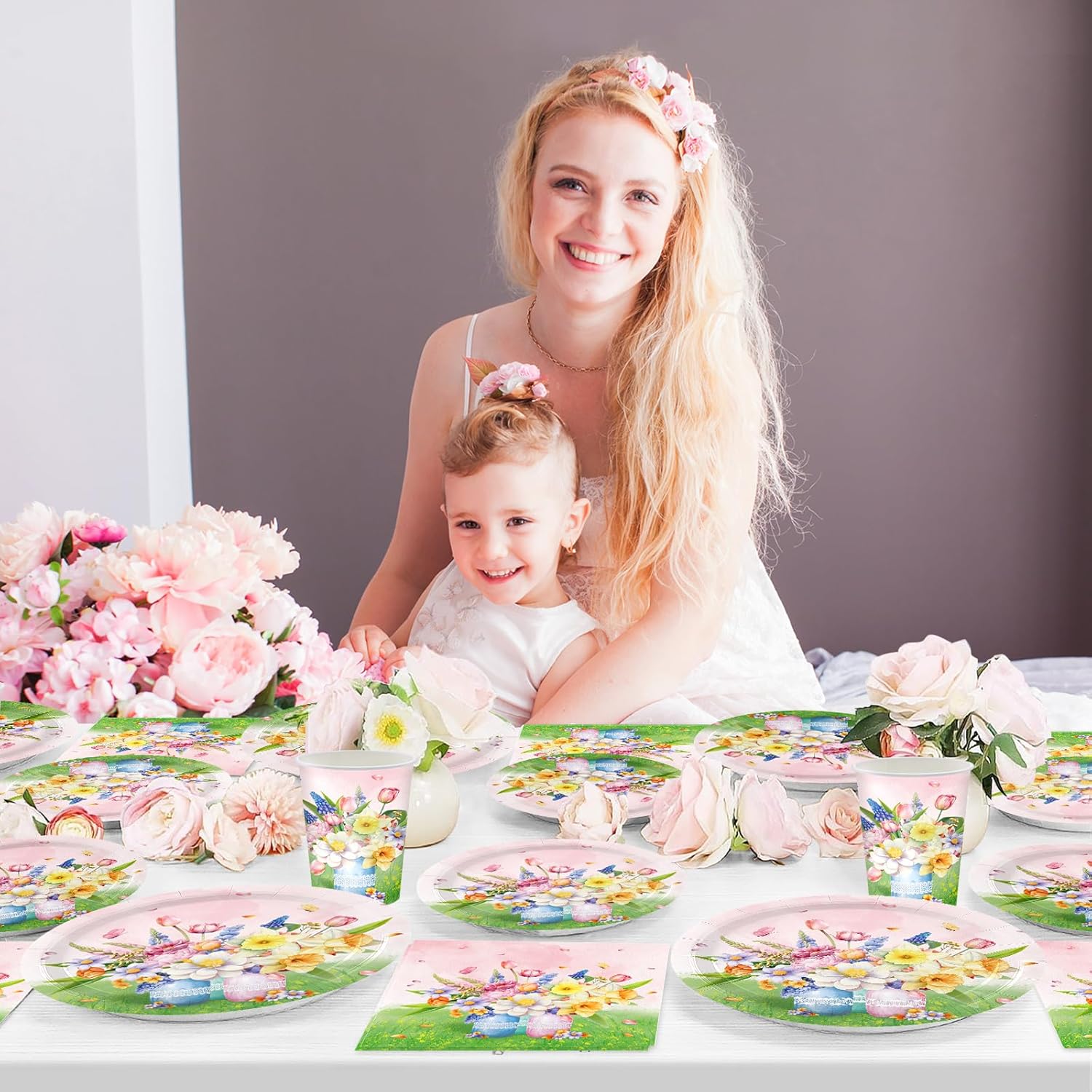 Floral Party Supplies Set for 20 Guests