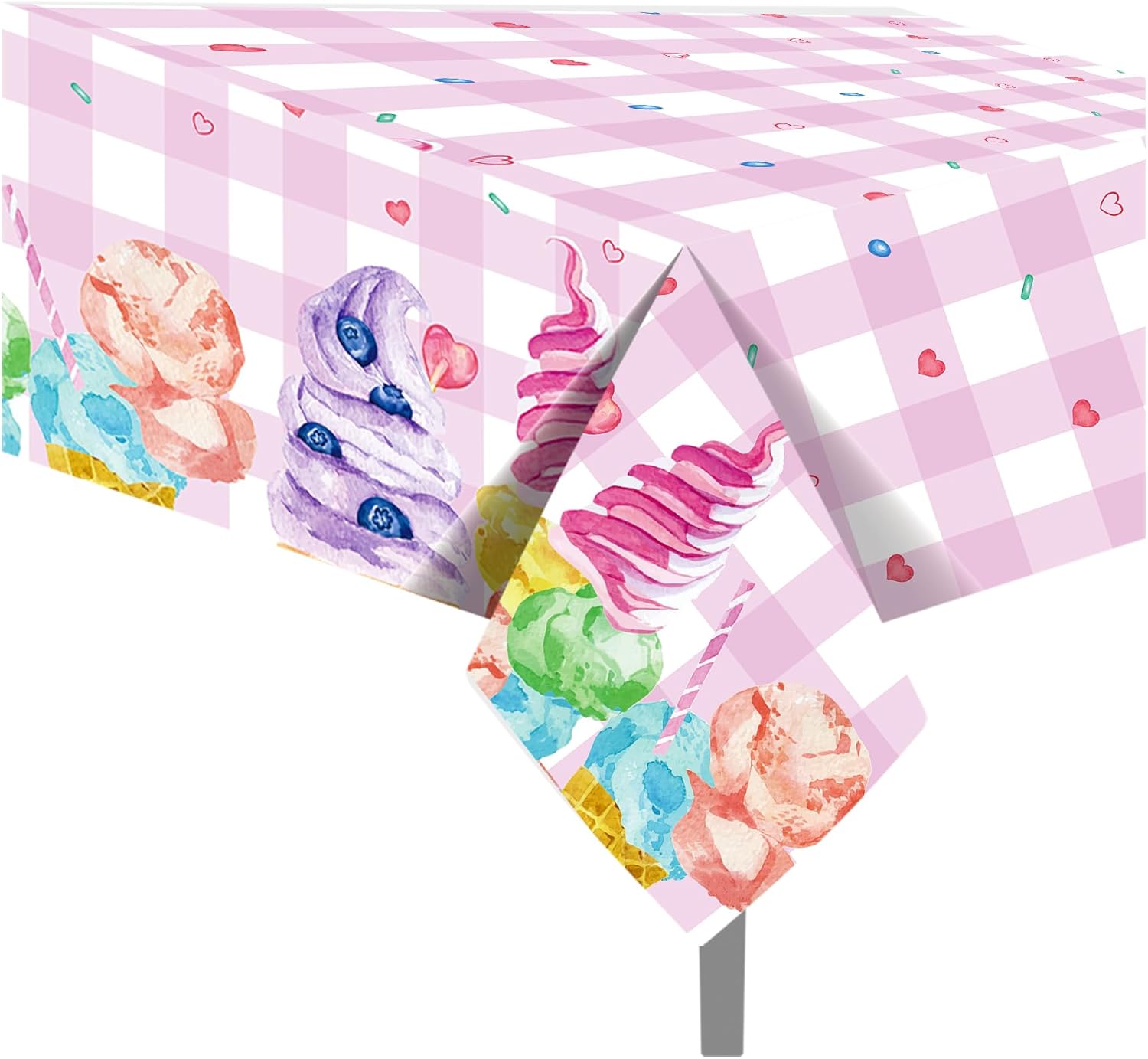 Ice Cream Cake Party Tablecloth 54x87 Inch for Buffet and Picnic