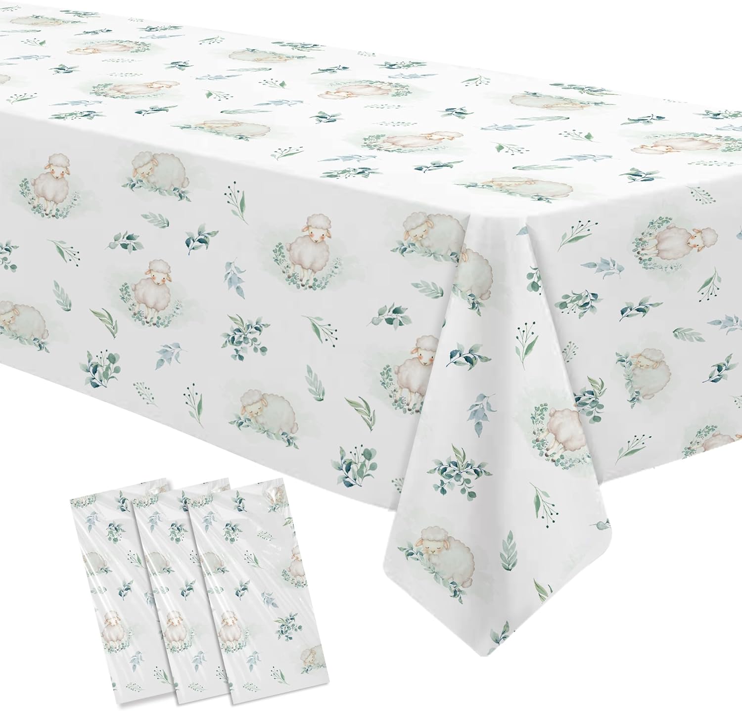 Sheep Baby Shower Decorations Tablecloth Set 3 Pack