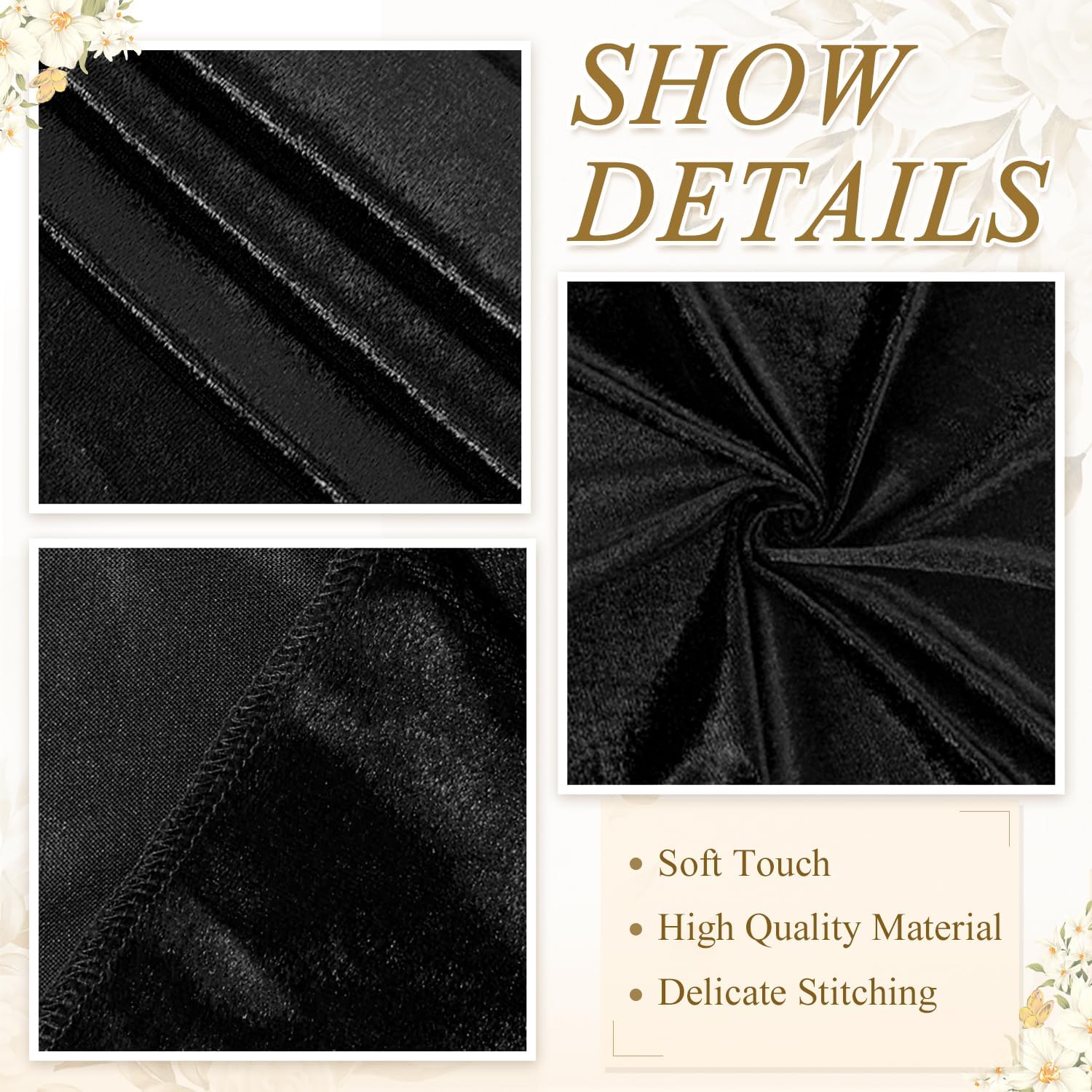 Black Velvet Aisle Runner for Wedding 24In x 15FT
