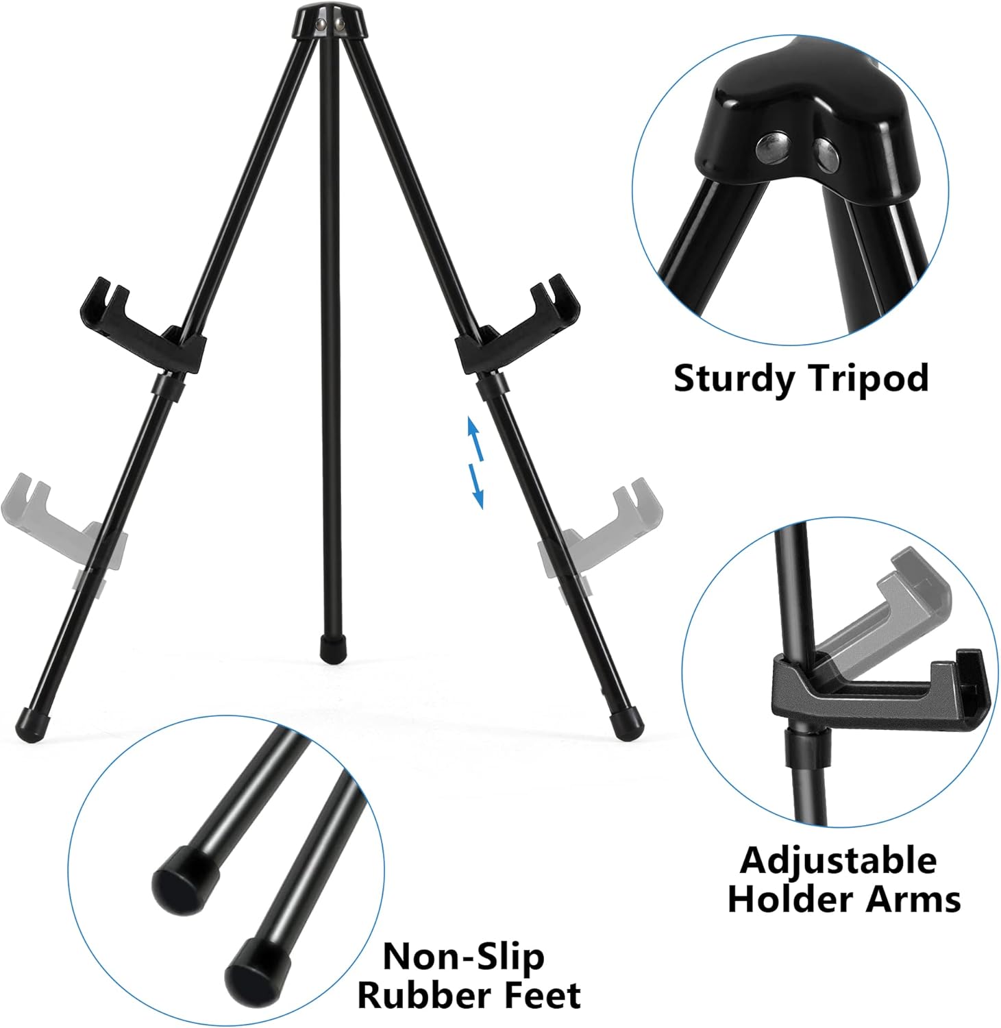 14 Inch High Tabletop Display Easel Stand - Black Steel 2 Pack
