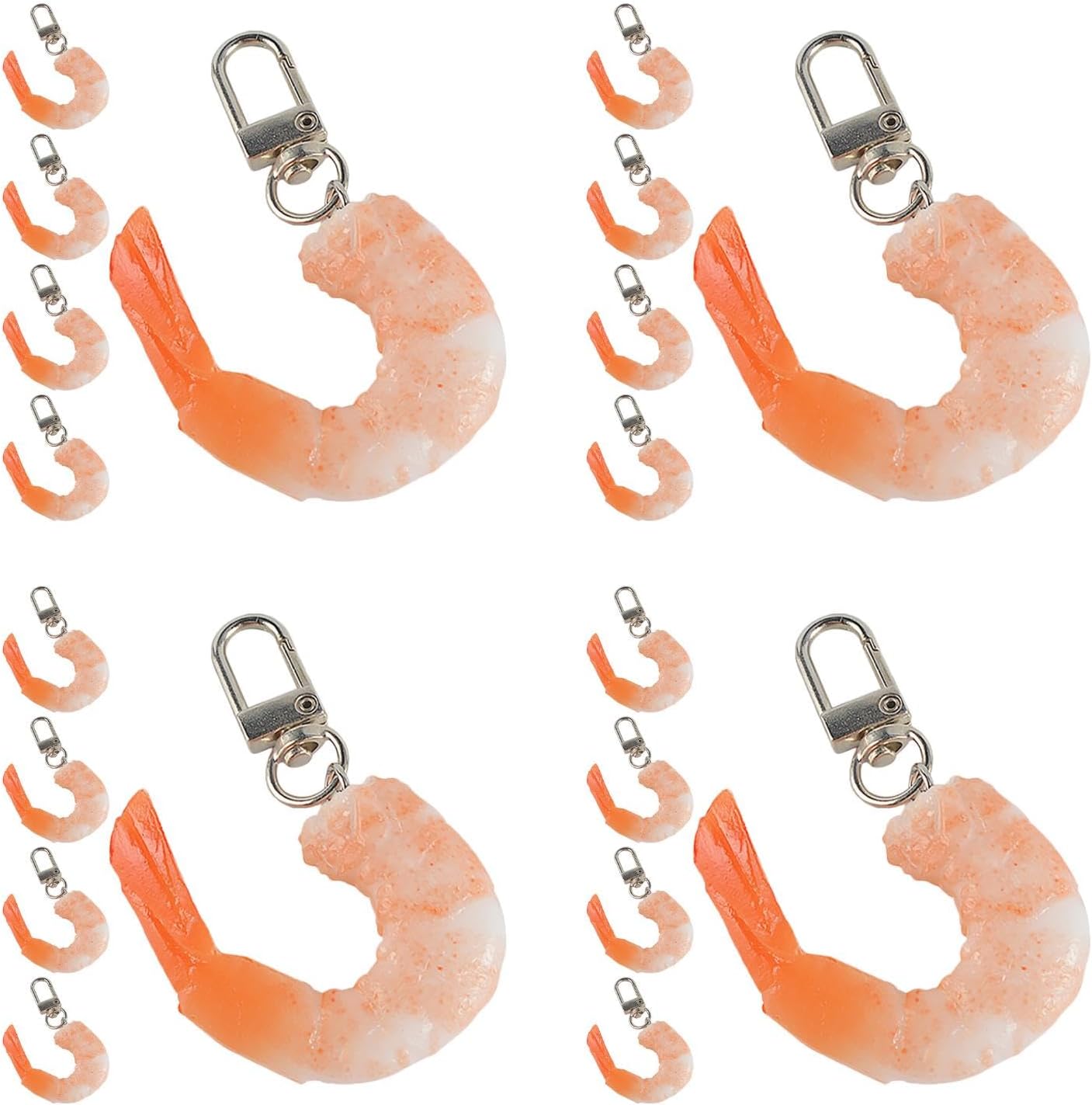 LOGOFUN 20 pcs Realistic Shrimp Keychain Pendants