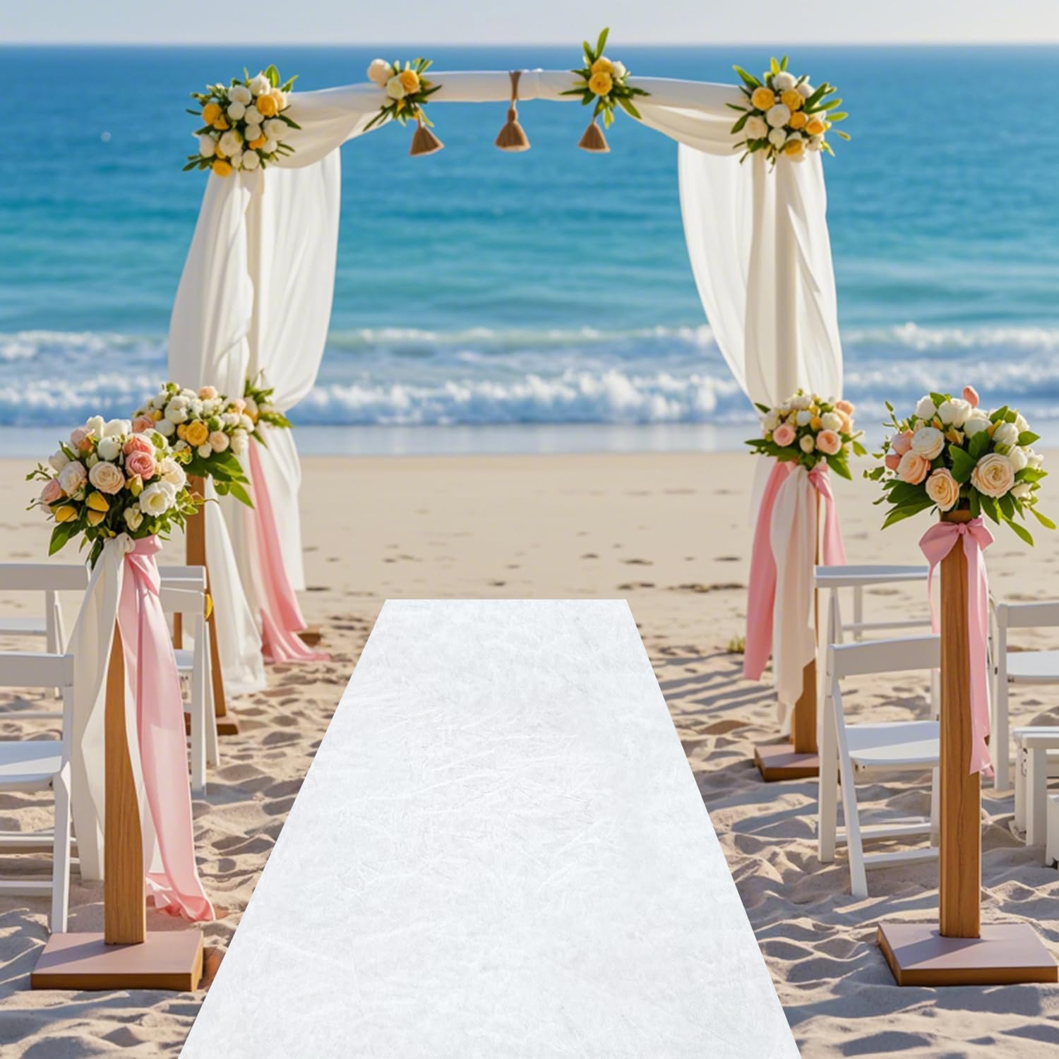 FOTSHARER White Wedding Aisle Runner 4FTx20FT Velvet Carpet