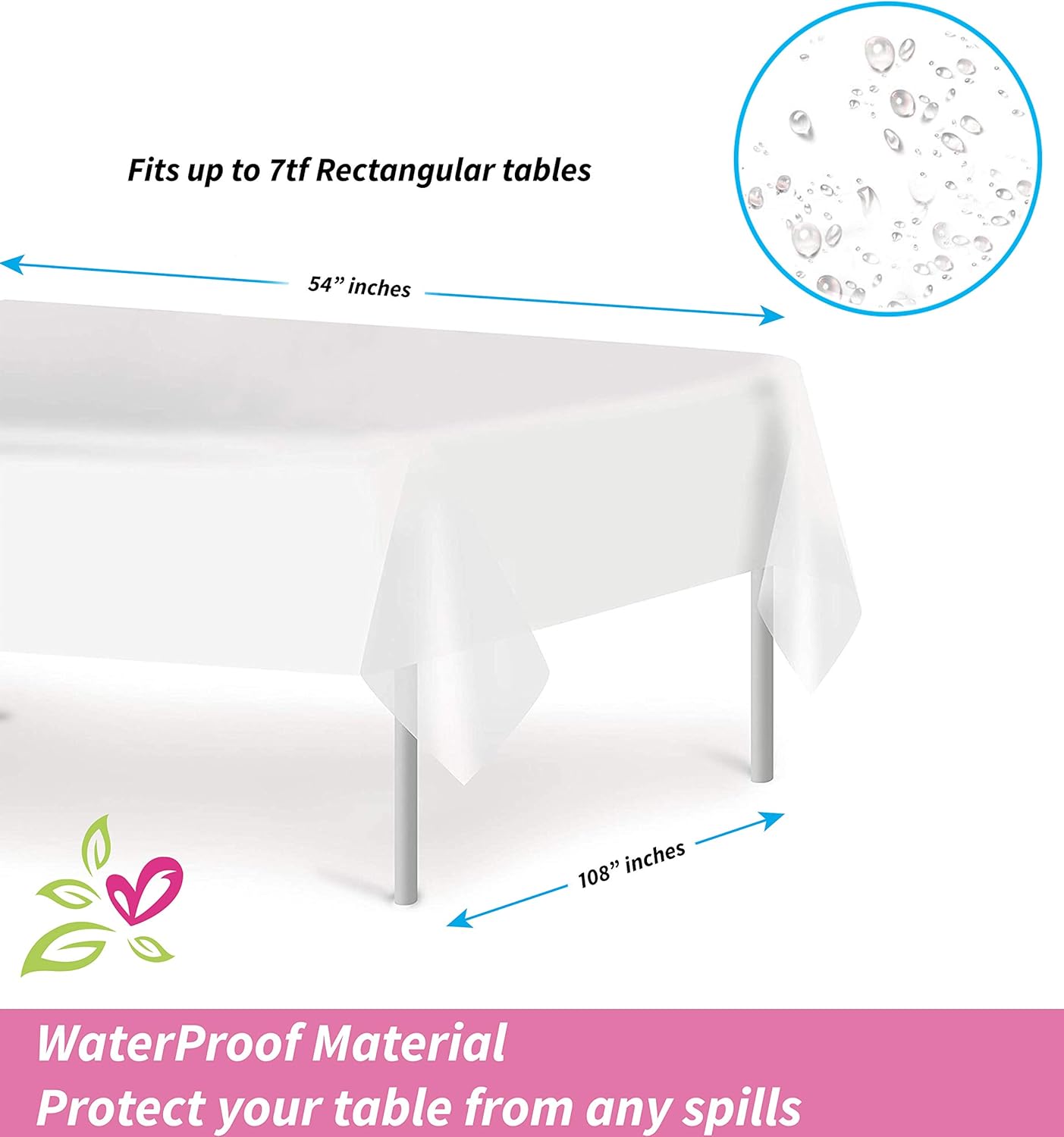 DECOSTYLE Pink Dot Tablecloth 54x108 Inch Waterproof Rectangular