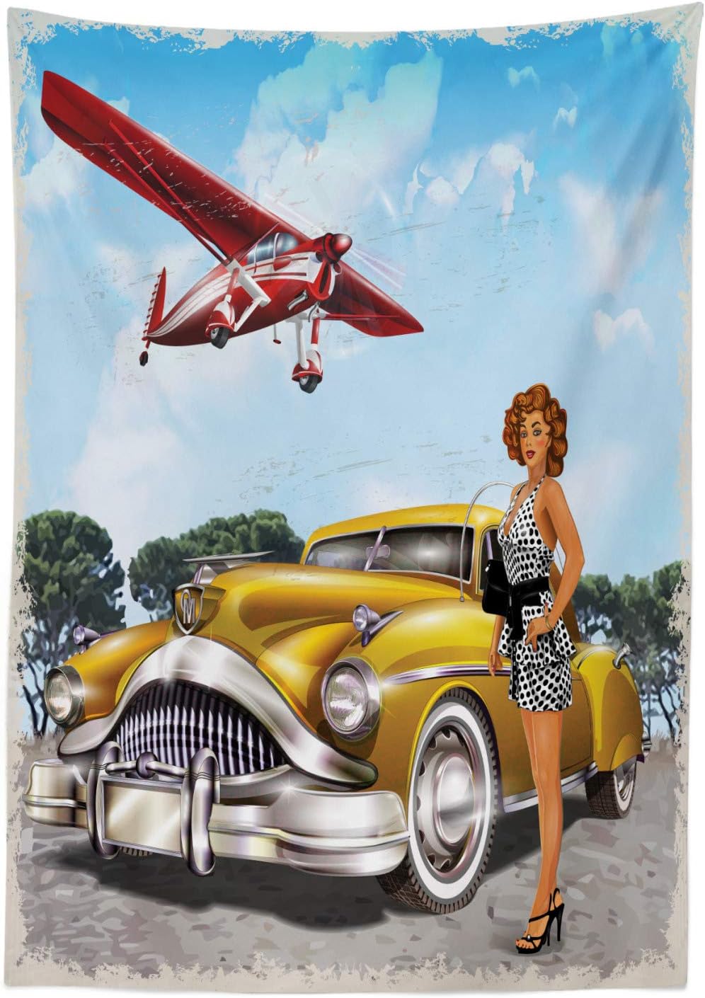 Ambesonne Pin Up Girl Tablecloth 58x104 Multicolor
