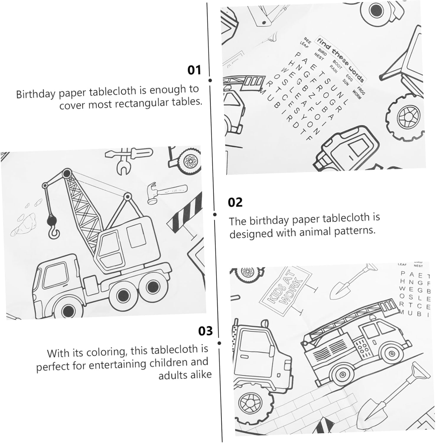 DOITOOL Birthday Coloring Tablecloth Construction Theme