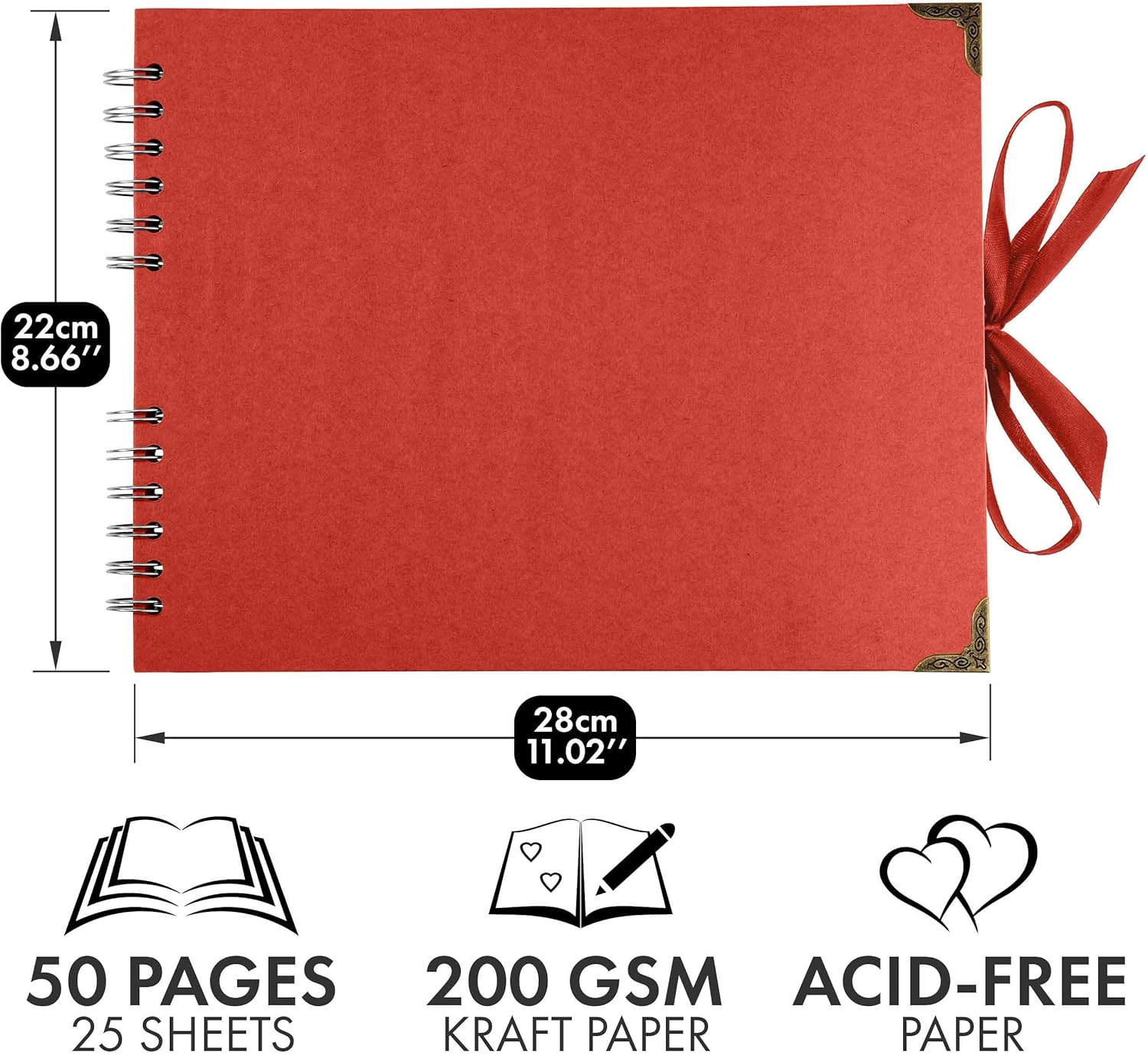 Bstorify Square Scrapbook Album 50 Pages Red