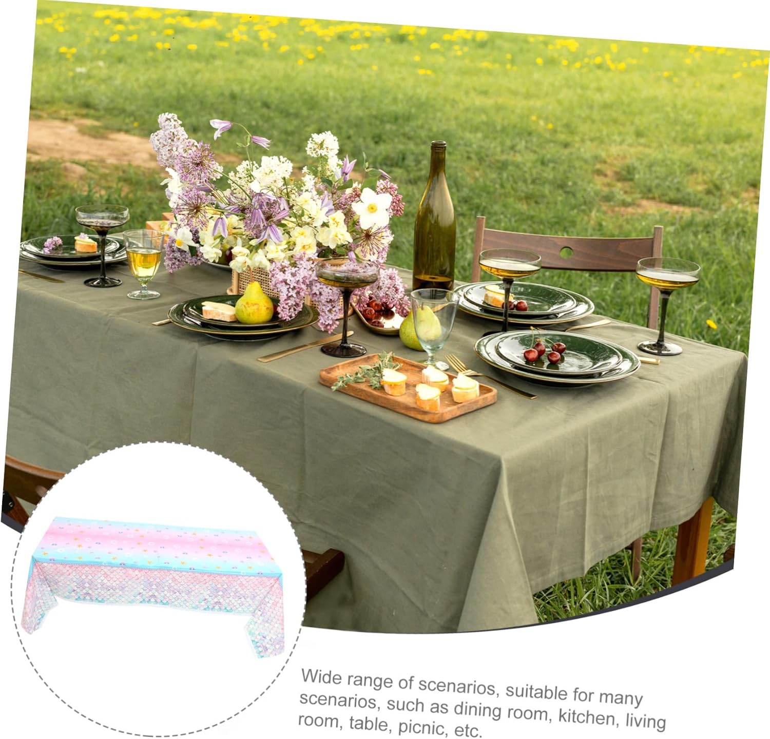 ULDIGI Disposable Mermaid Tablecloth for Birthday Parties