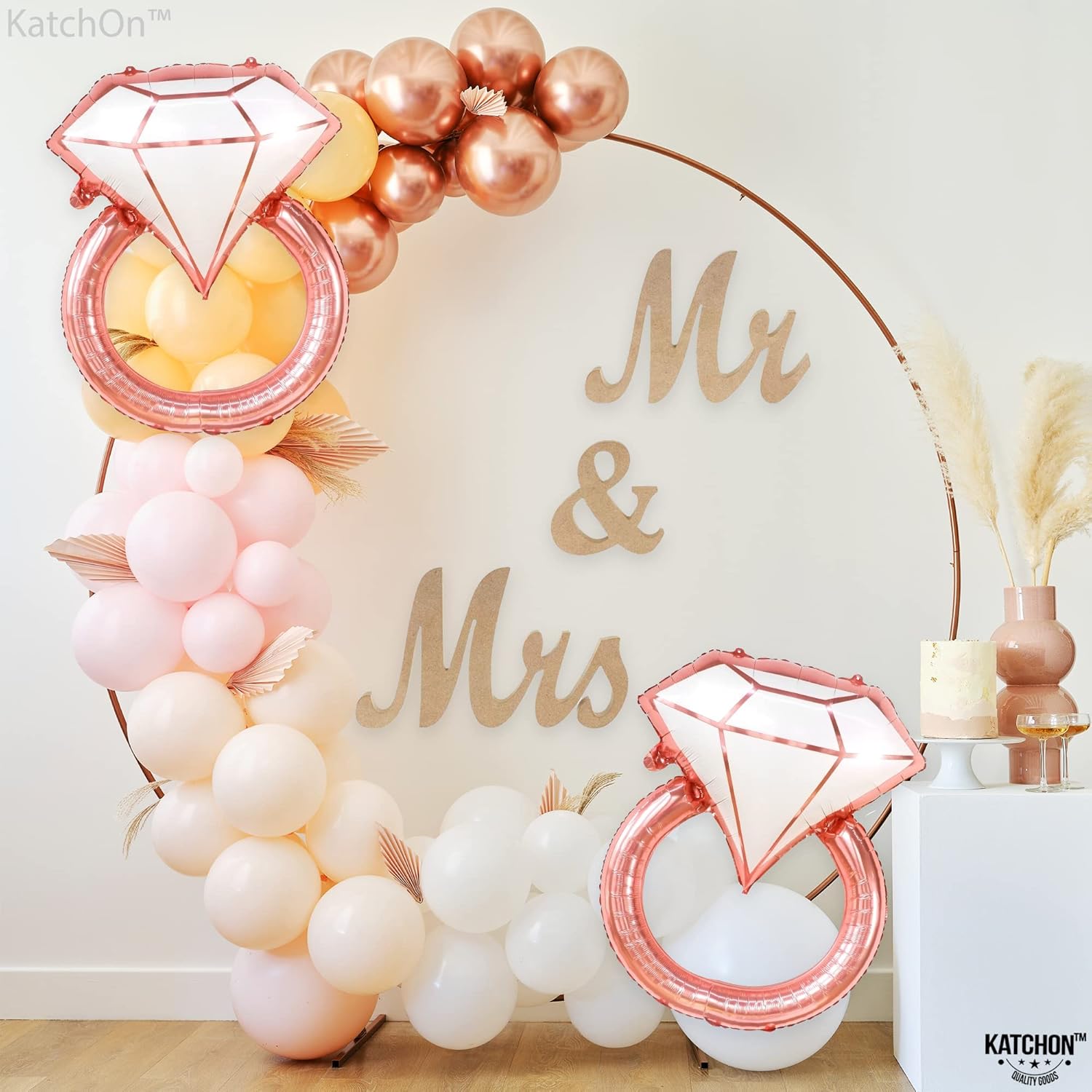 Rose Gold Diamond Ring Balloon - 31 Inch Pack of 2