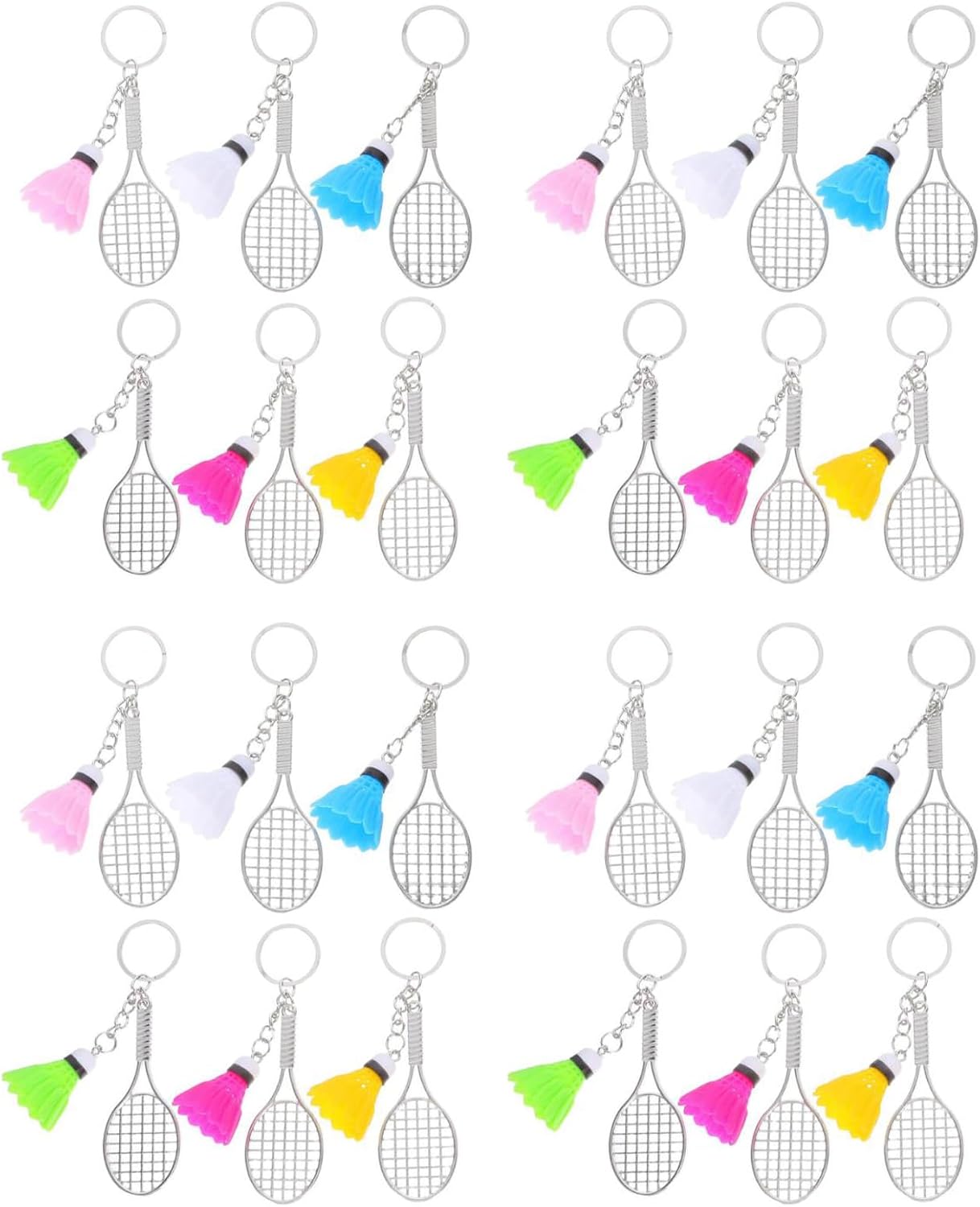 LOGOFUN 24pcs Mini Badminton Keychain Set