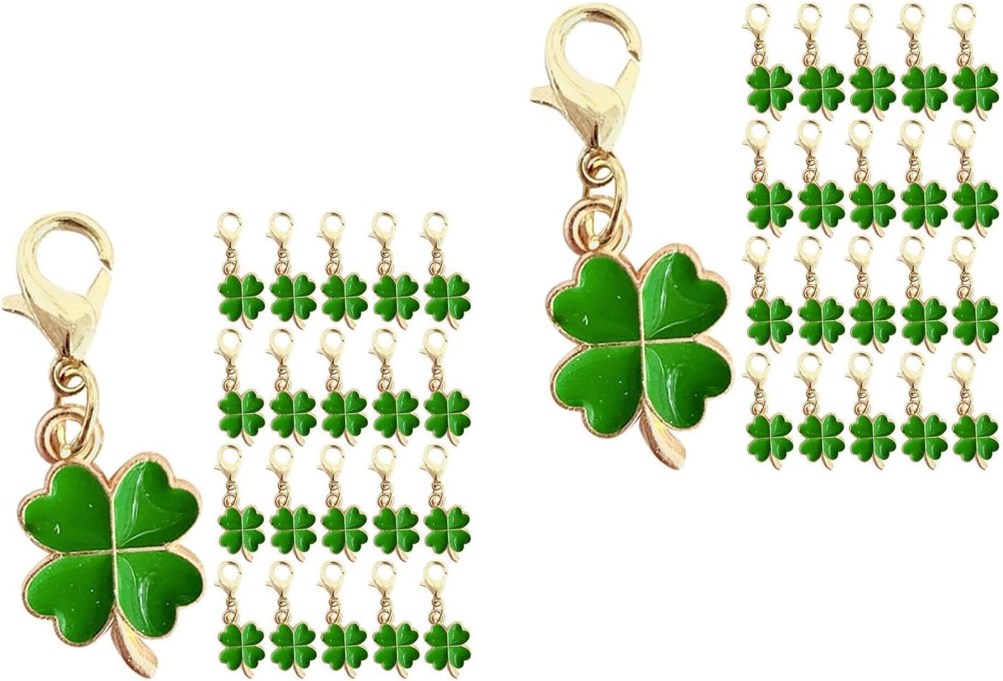 LOGOFUN 100pcs Four Leaf Clover Keychain Lucky Charm