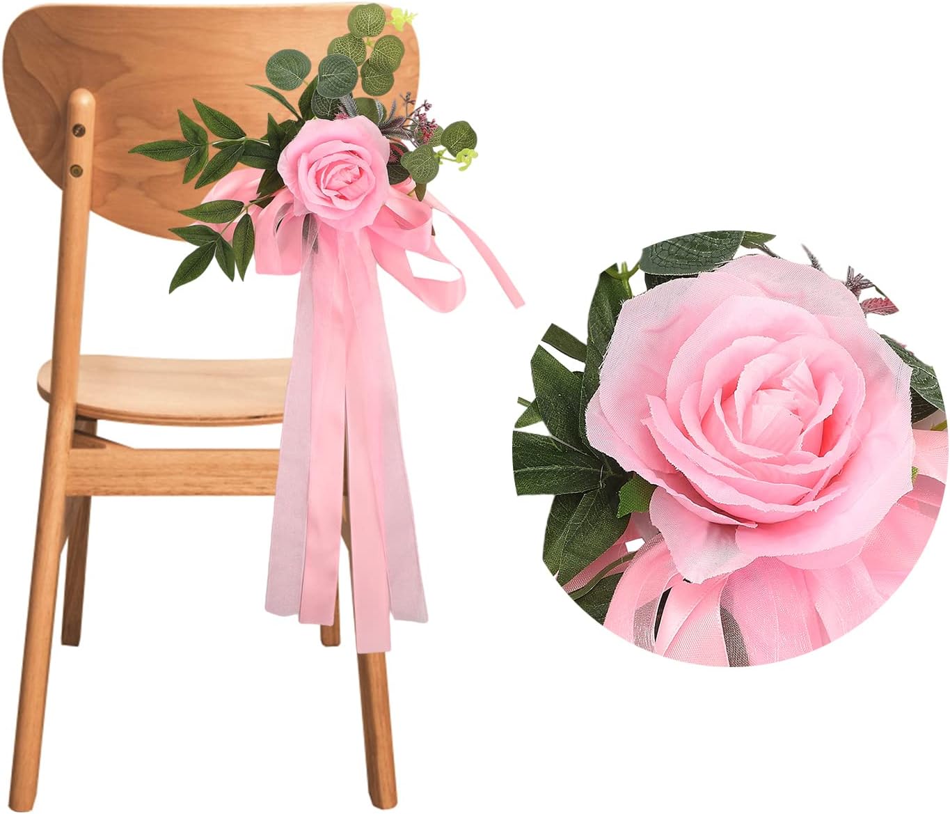 8pcs Wedding Aisle Decorations with Chiffon Ribbons