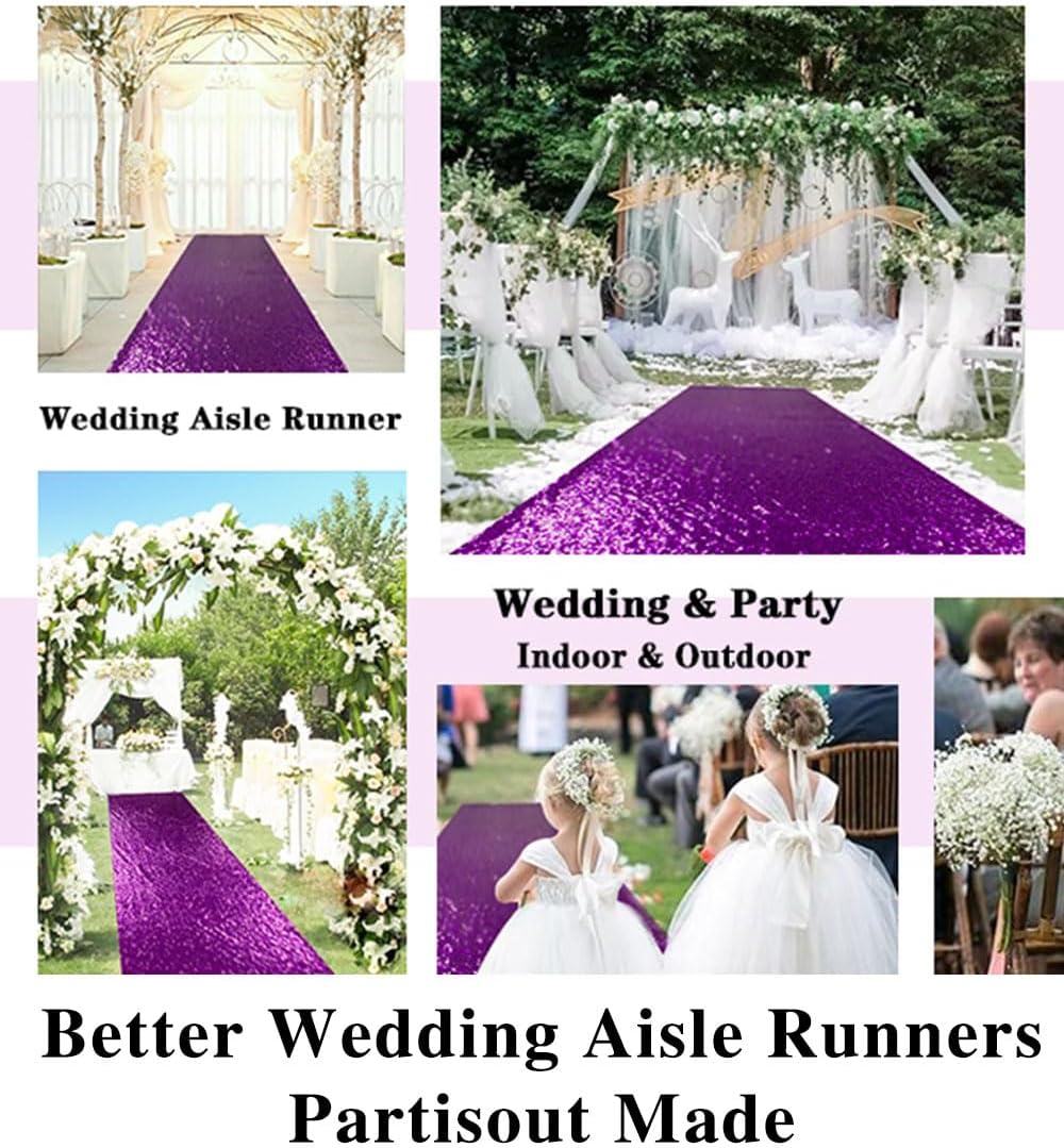 Partisout Royal Purple Sequin Aisle Runner 2ft x 15ft