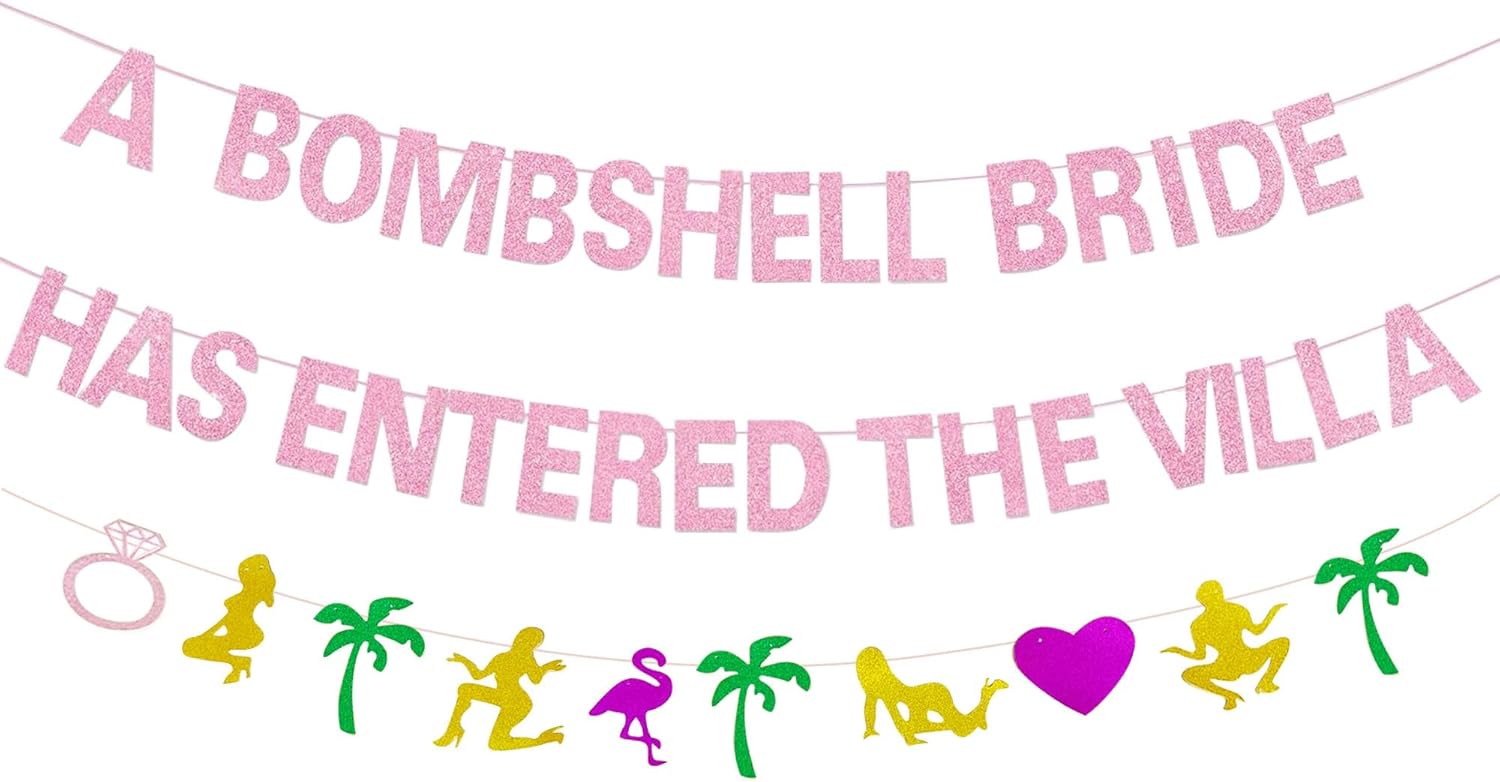 Bombshell Bride Has Entered The Villa Mylar Balloon Banner