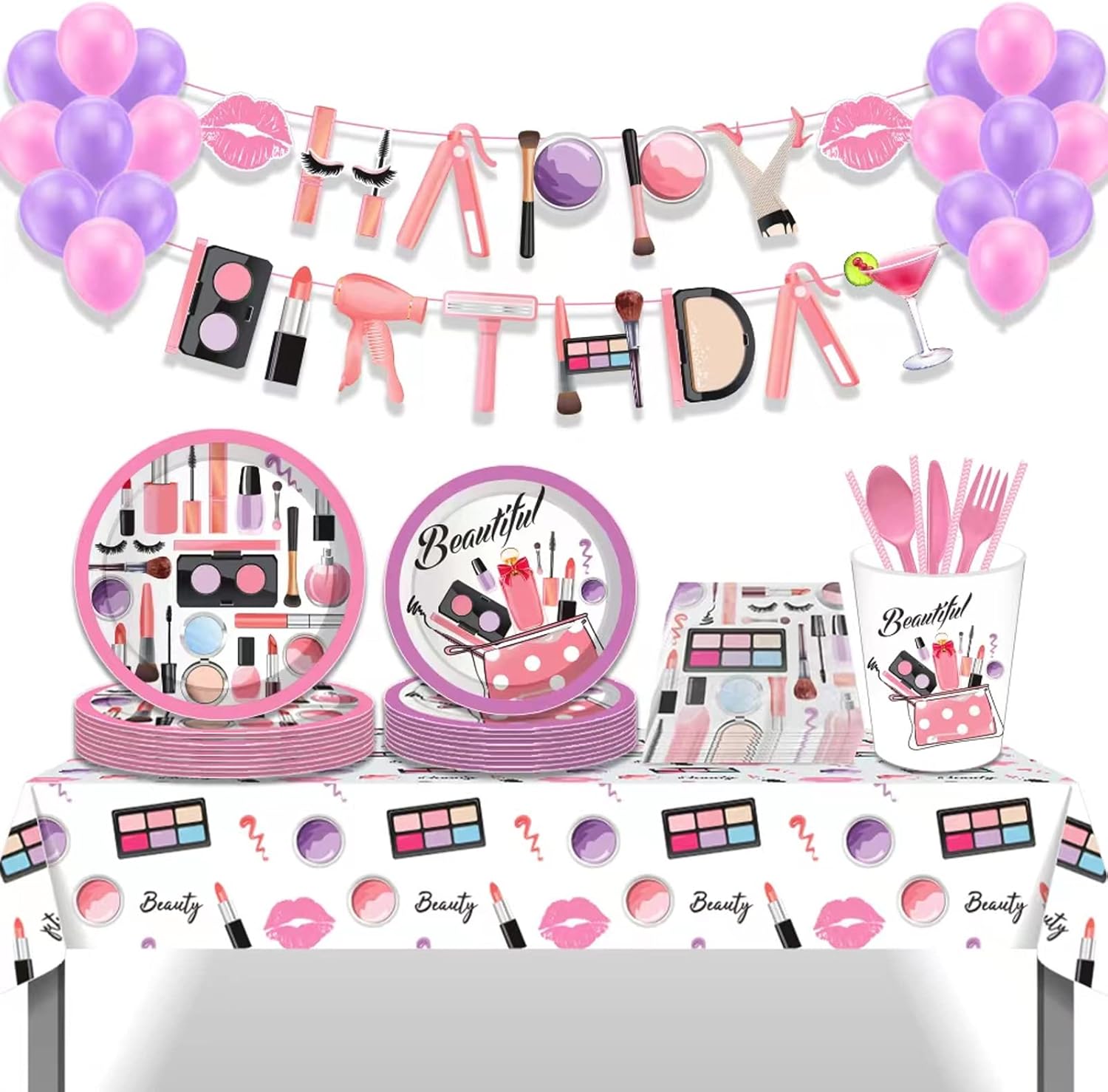 NETFEN 3 Pack 51x87 Inch Makeup Party Tablecovers