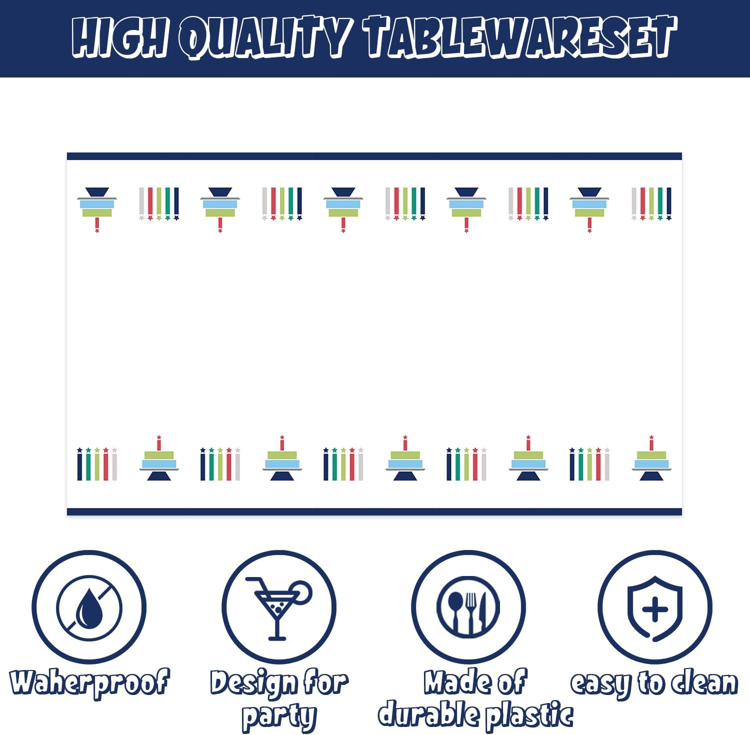 141Pcs Dark Blue Party Supplies for 20 Guests