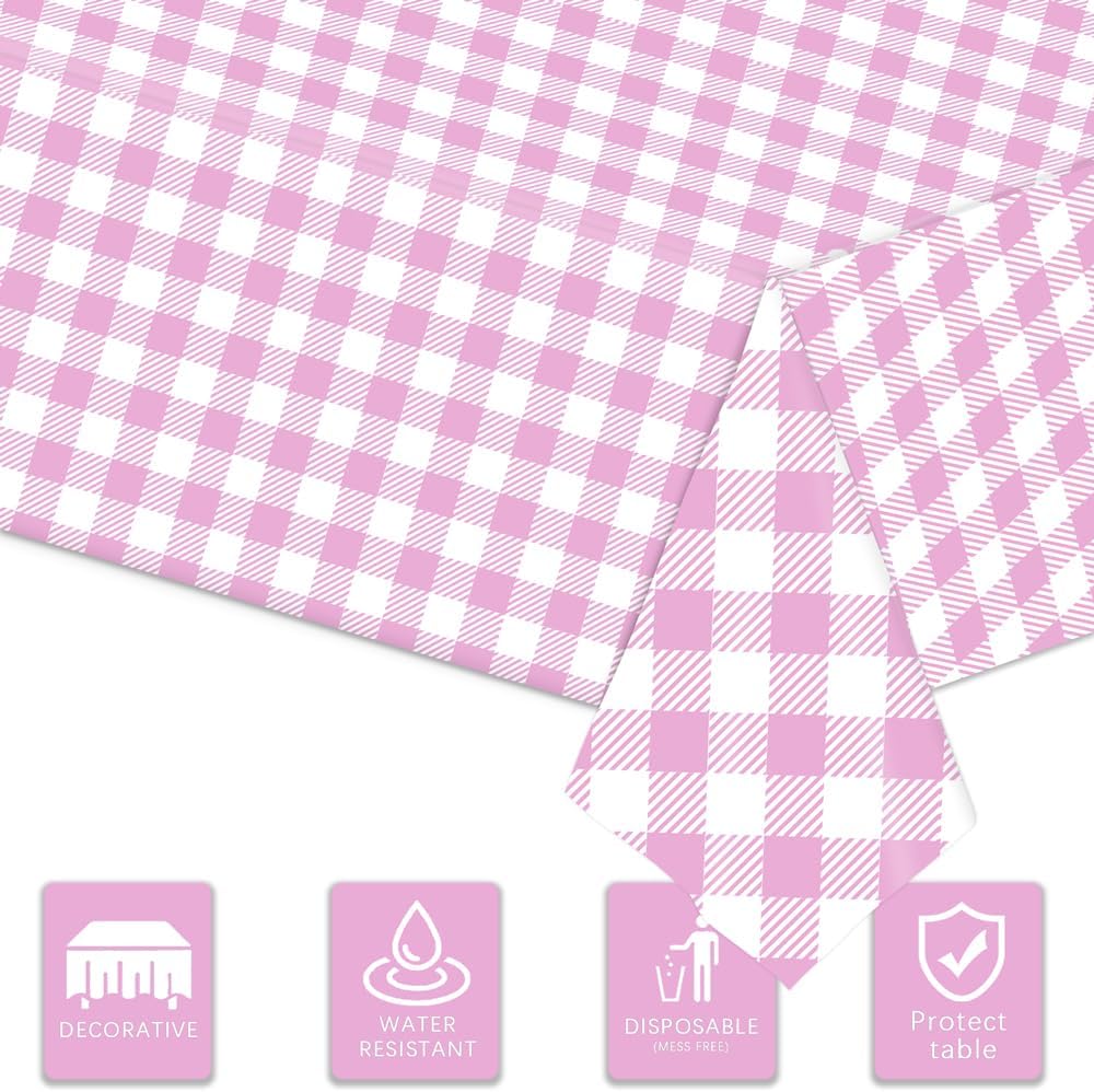 3 Pack Purple Gingham Tablecloths for Events