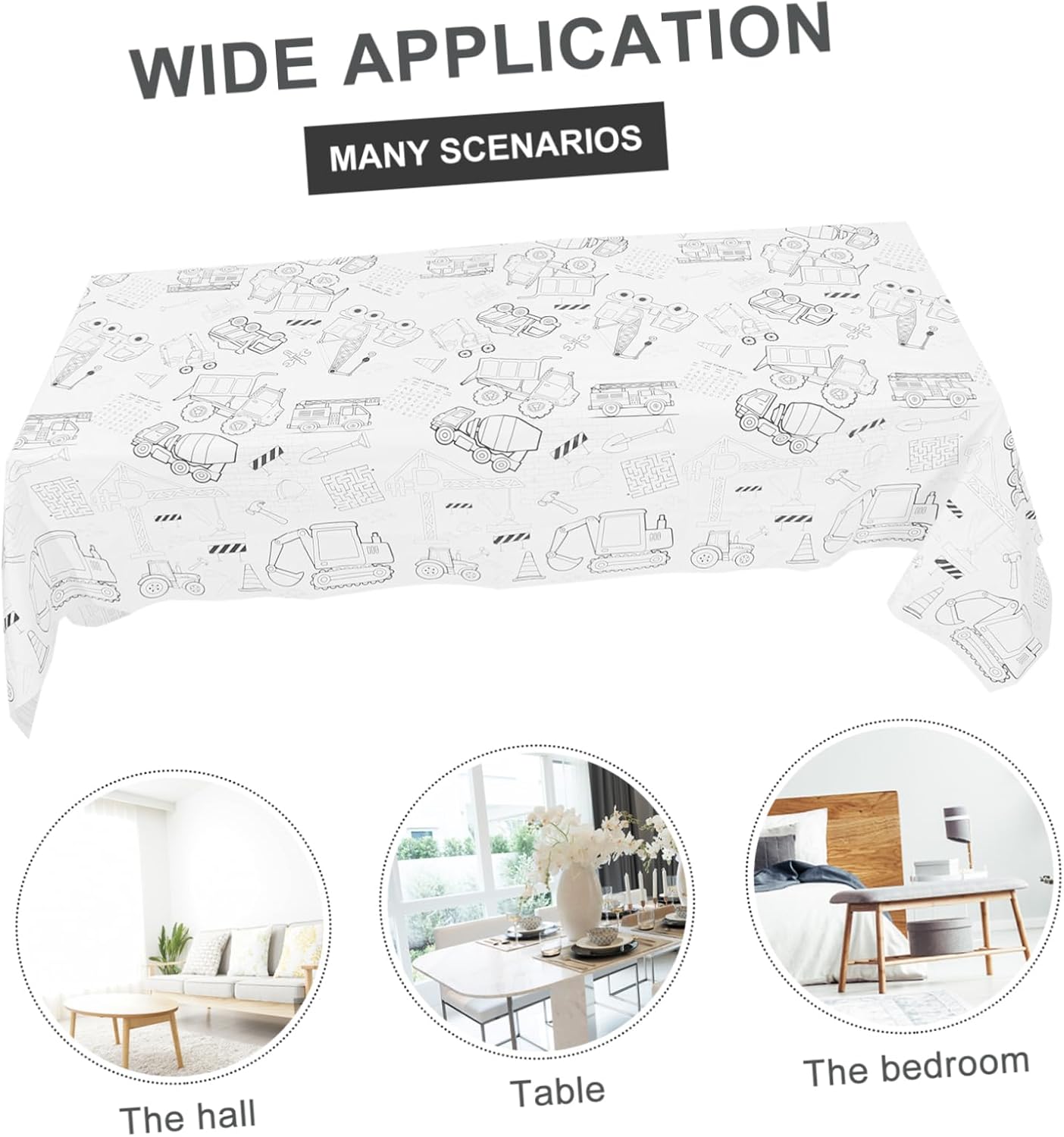 DOITOOL Birthday Coloring Tablecloth Construction Theme
