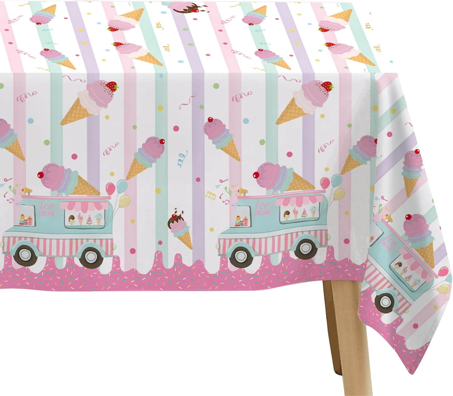 Ice Cream Party Tablecloth Set 3 Pack Heres The Scoop Theme