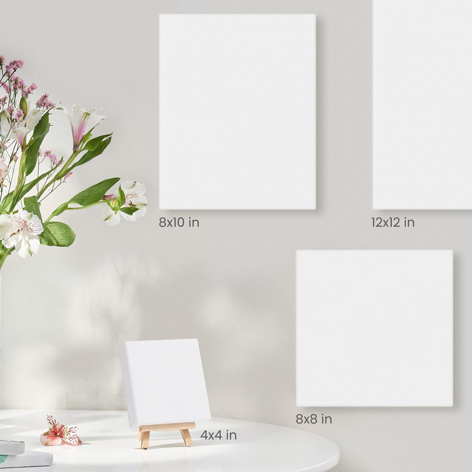 ARTEZA 4x4 Inch Stretched Canvas Set of 14