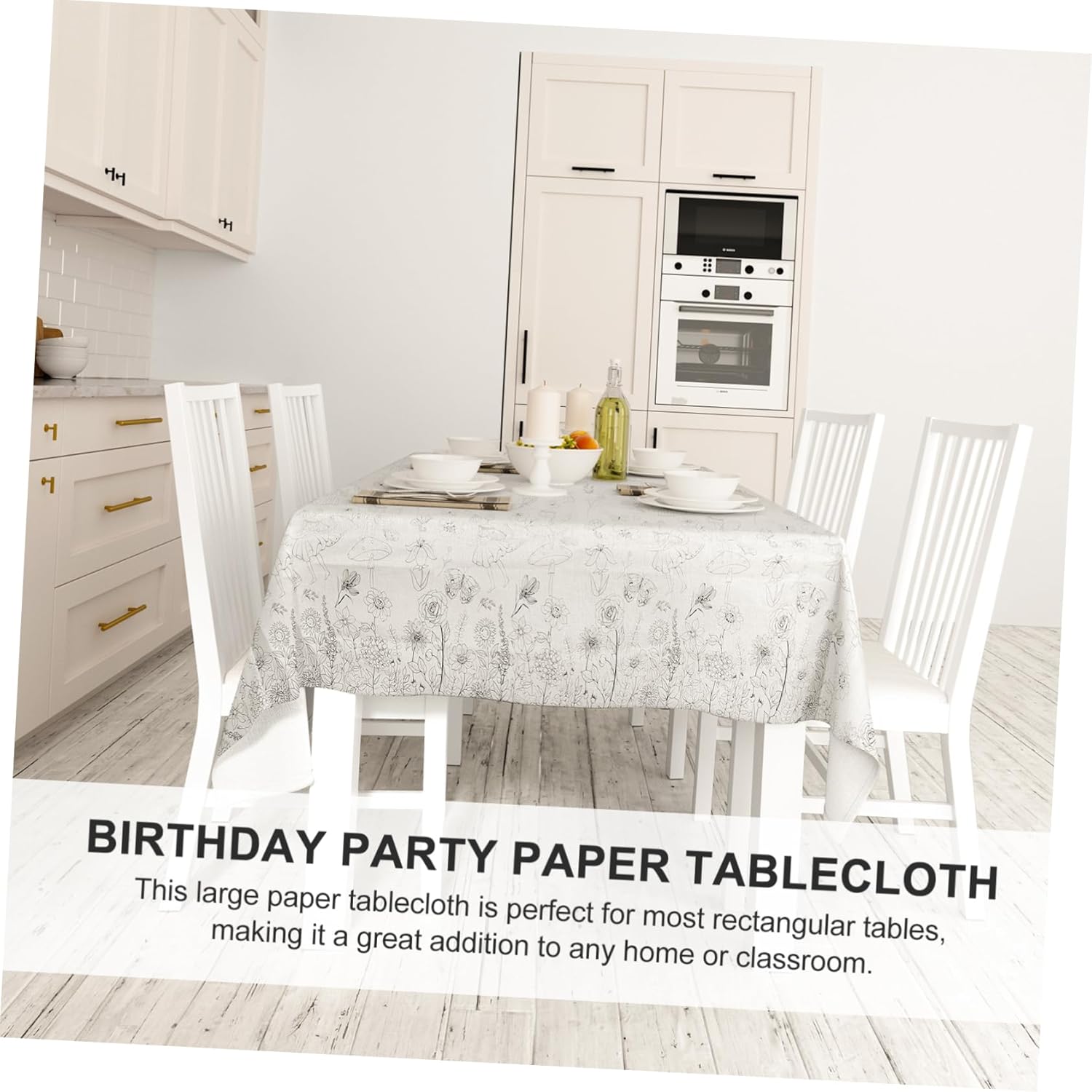 NUOBESTY Flower Fairy Themed Paper Tablecloth for Birthday Parties