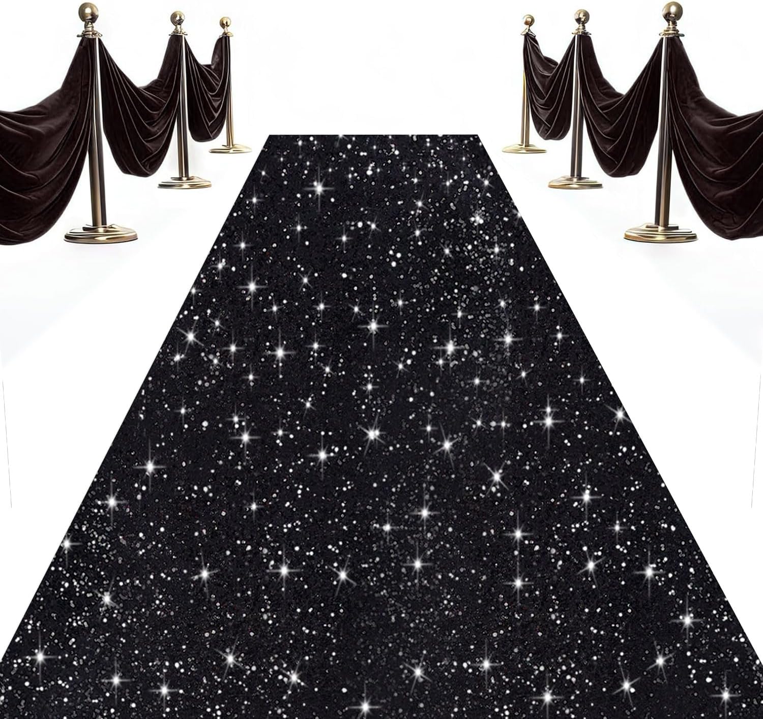 Black Sequin Aisle Runner 4FTx20FT for Weddings and Parties