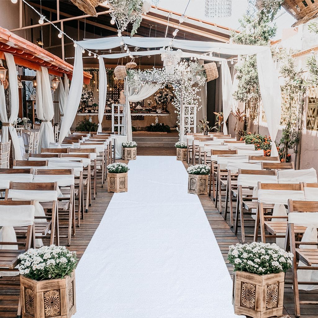 White Sequin Aisle Runner 3FTx15FT Wedding Carpet