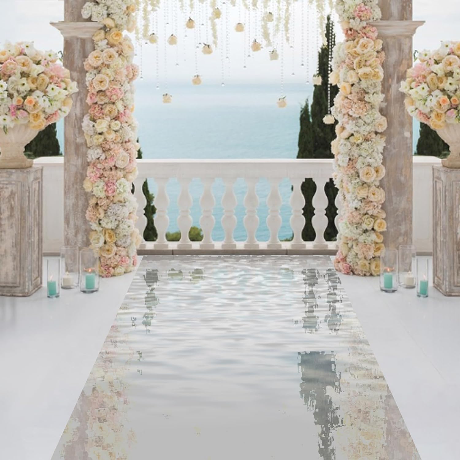 3 x 65ft Silver Reflective Aisle Runner for Wedding Ceremony