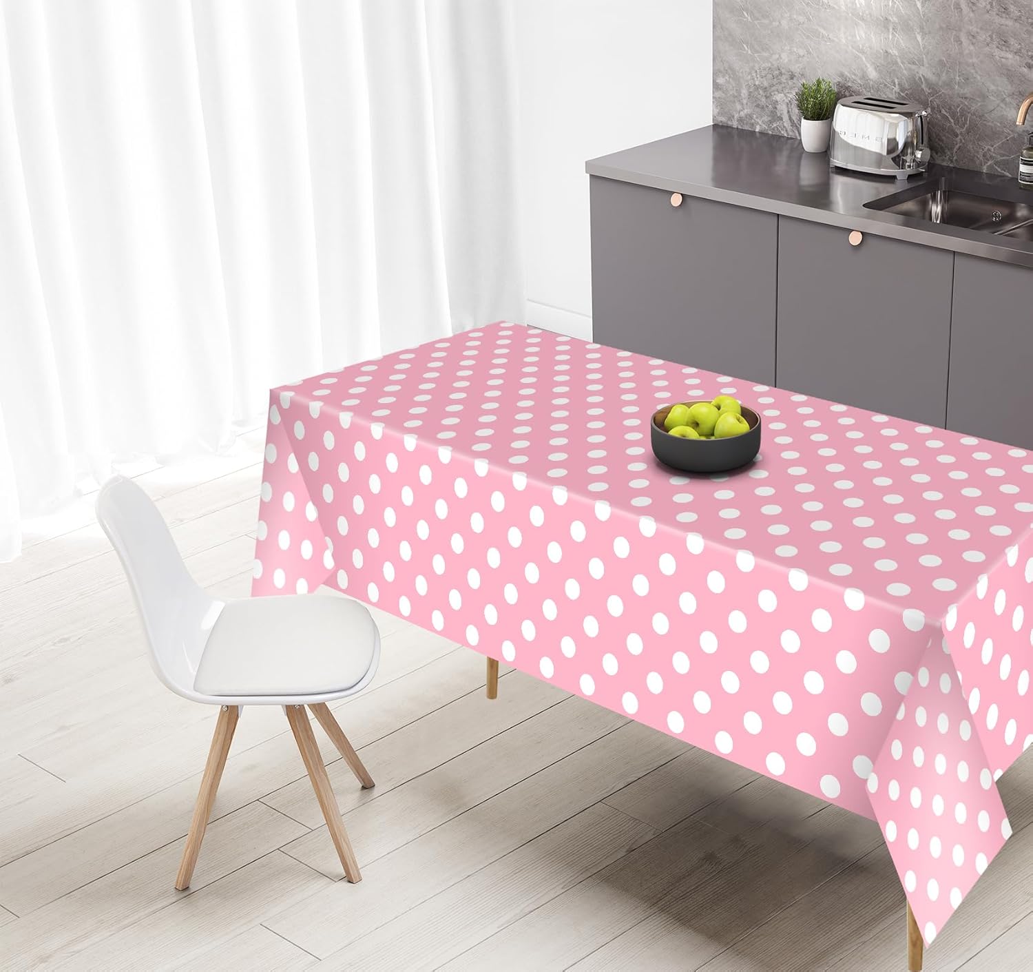 NKM 3 Pcs 866 x 512in Pink Polka Dot Tablecloth