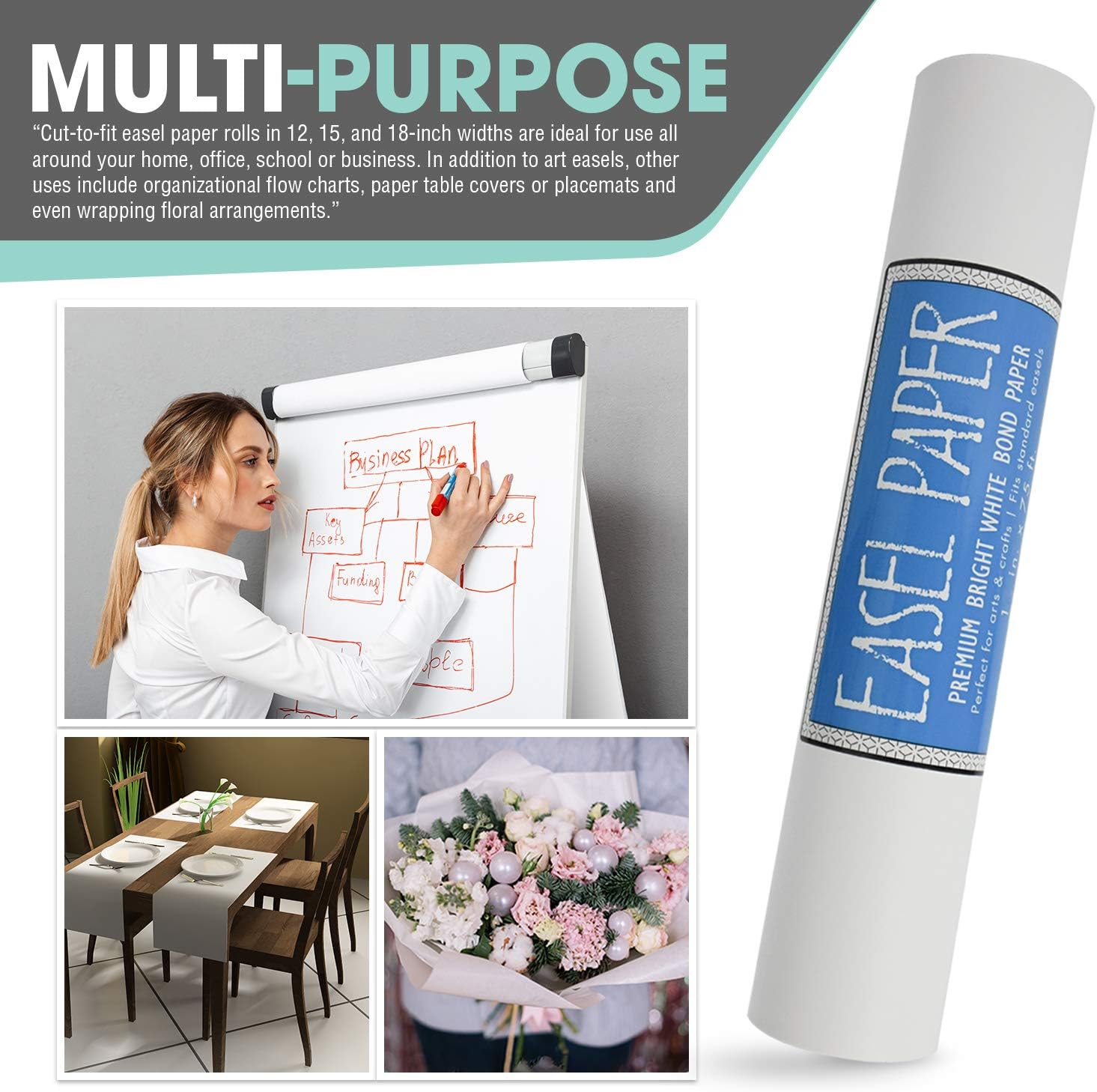 White Art Easel Paper Roll 18x75 Feet