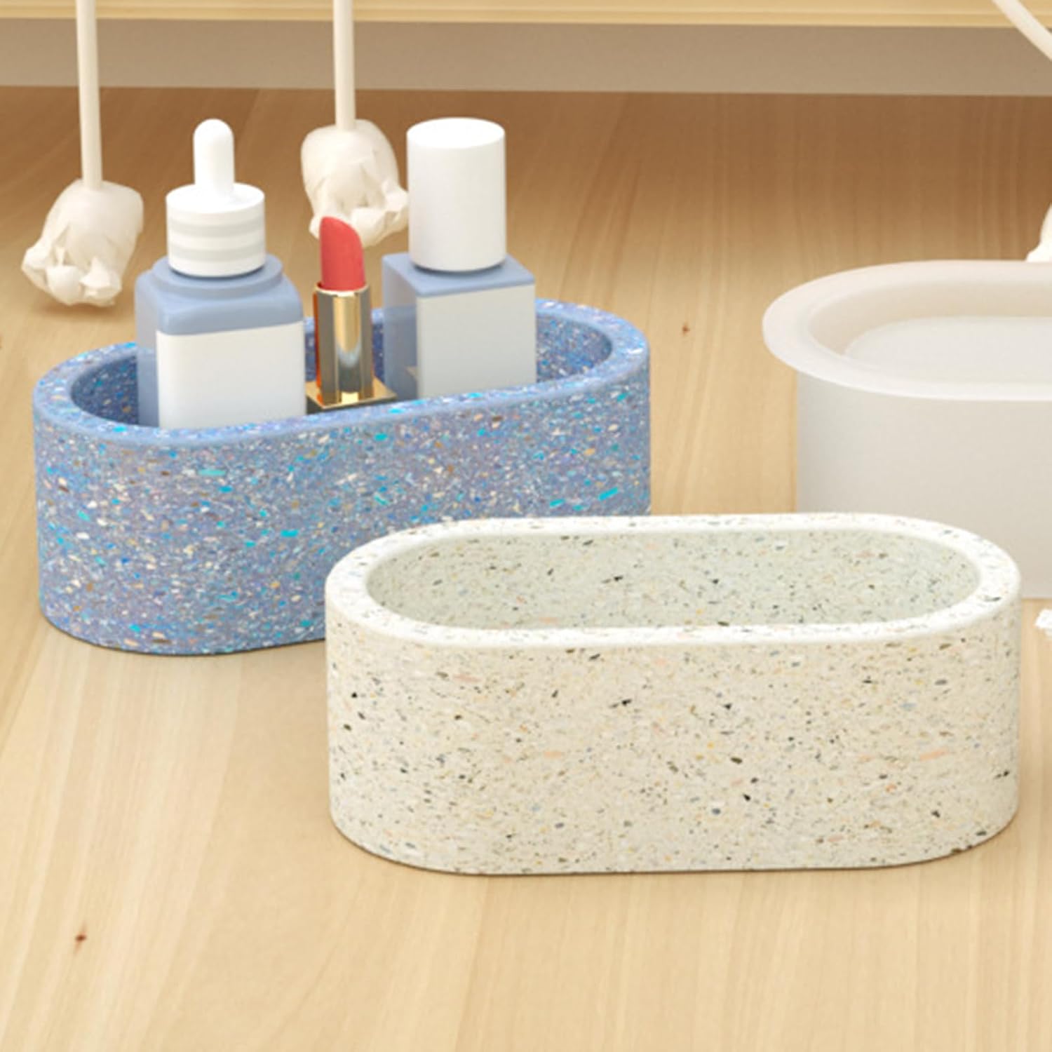 Wehous 2PCS Oval Silicone Candle Holder Mold