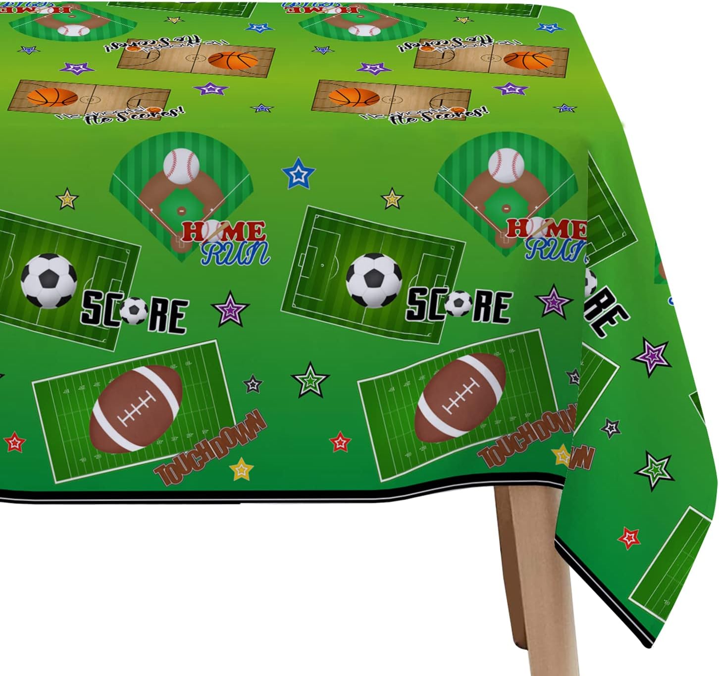 Xigejob Sports Party Tablecloth Set 3 Pack 54x108 Inch