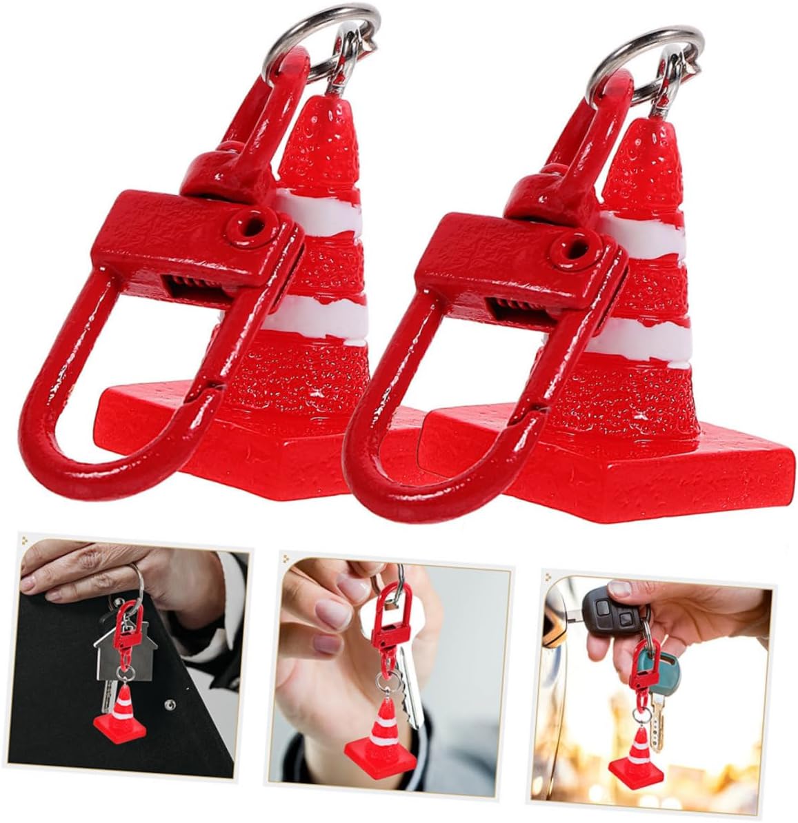 30pcs Resin Traffic Cone Keychain Charms for Bags and Accessories