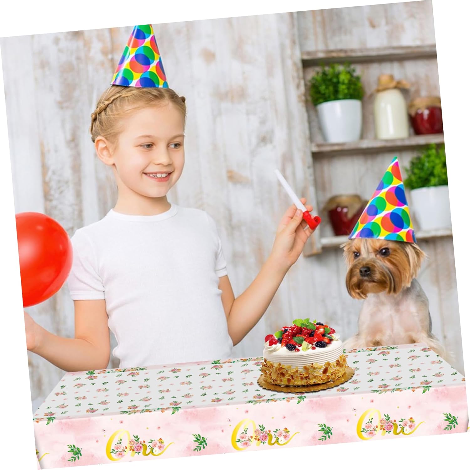 PRETYZOOM 3pcs Reusable Birthday Tablecloths Floral Design for Parties and Picnics